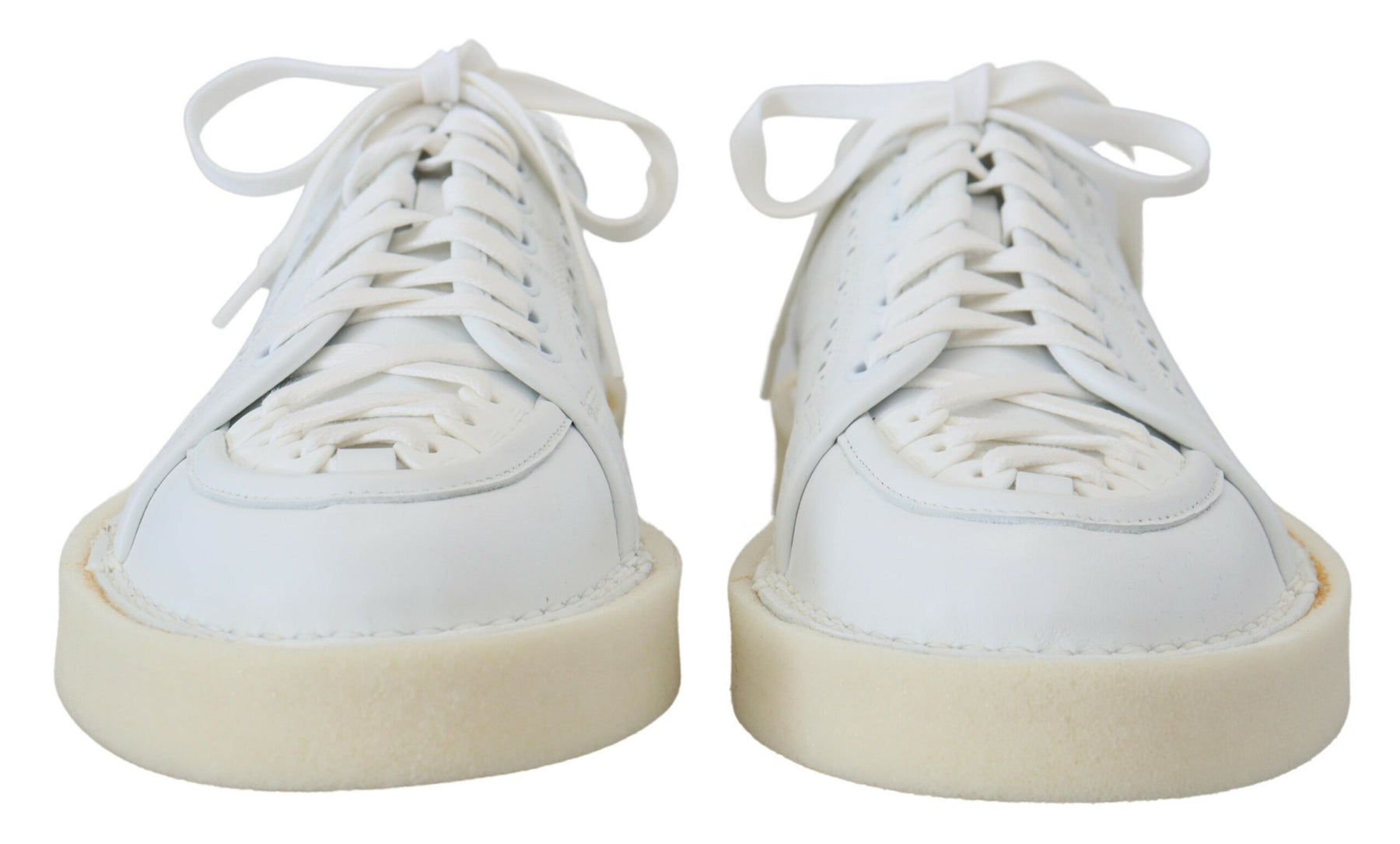 Dolce & Gabbana White Leather Low Top Oxford Sneakers Casual Shoes | Regal Royce