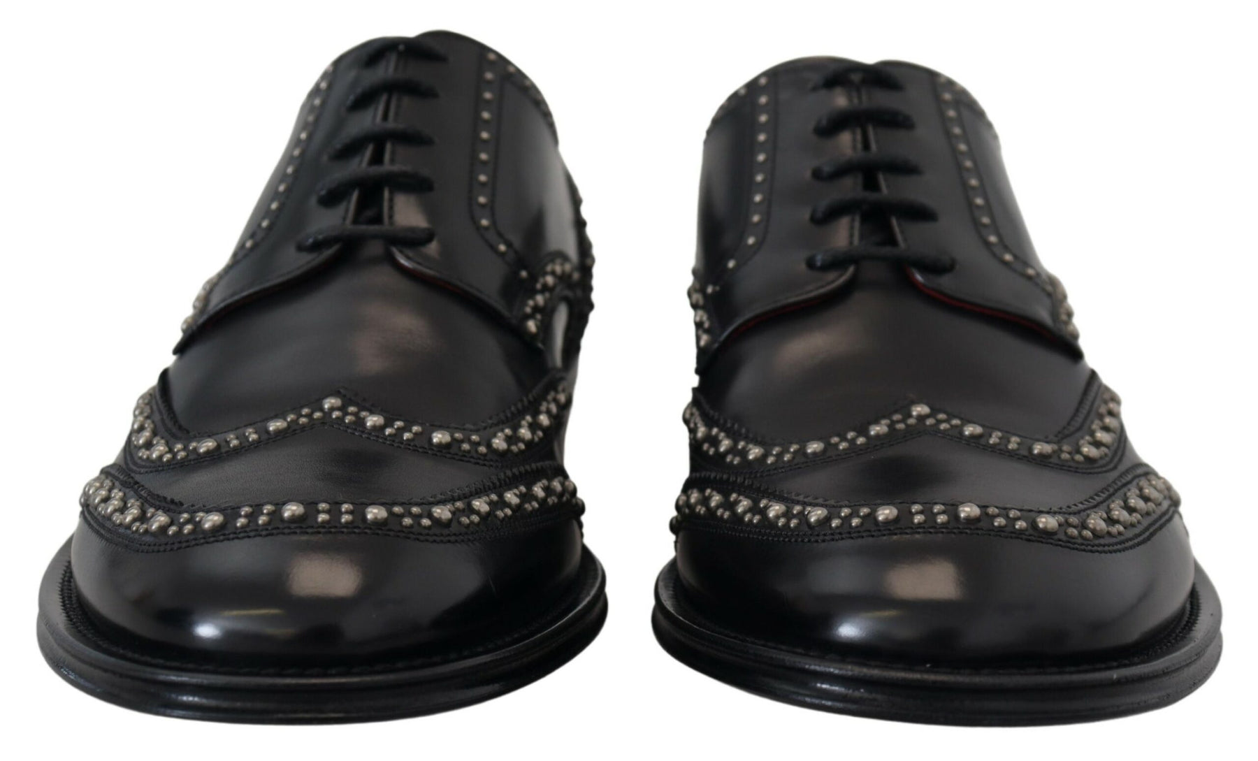 Dolce & Gabbana Black Leather Derby Dress Studded Shoes | Regal Royce