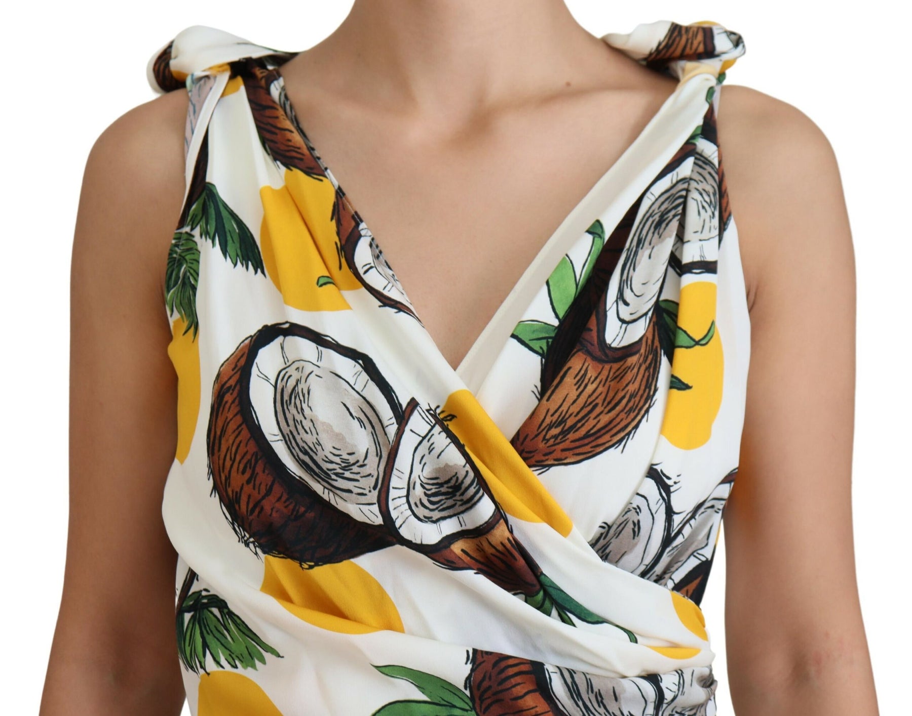 Dolce & Gabbana White Coconut Print Sheath Mini Silk Dress | Regal Royce
