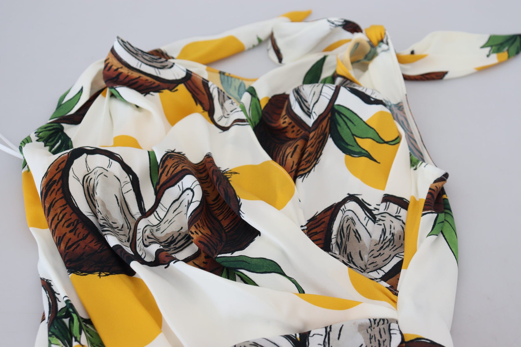 Dolce & Gabbana White Coconut Print Sheath Mini Silk Dress | Regal Royce