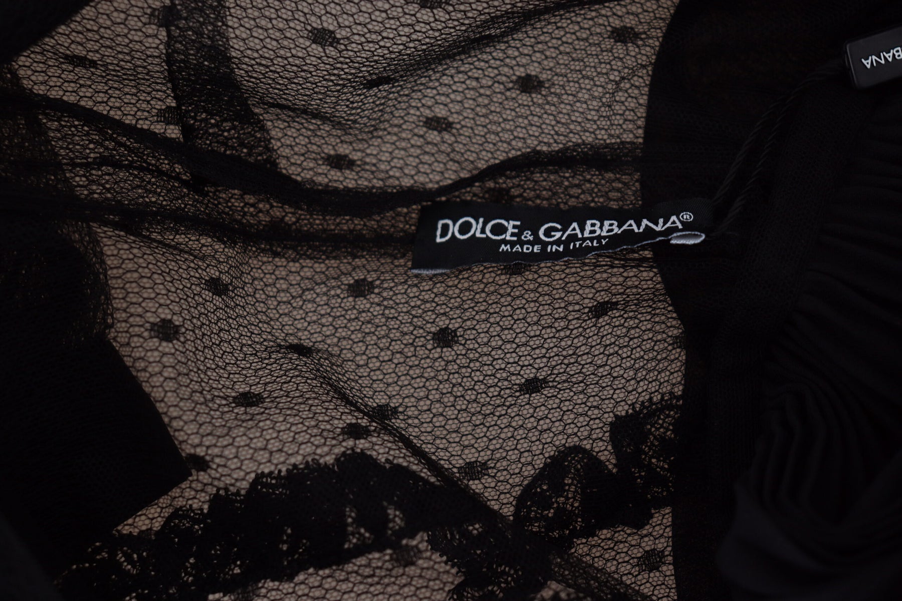 Dolce & Gabbana Black Lace Trim A-line Mini Nylon Dress | Regal Royce