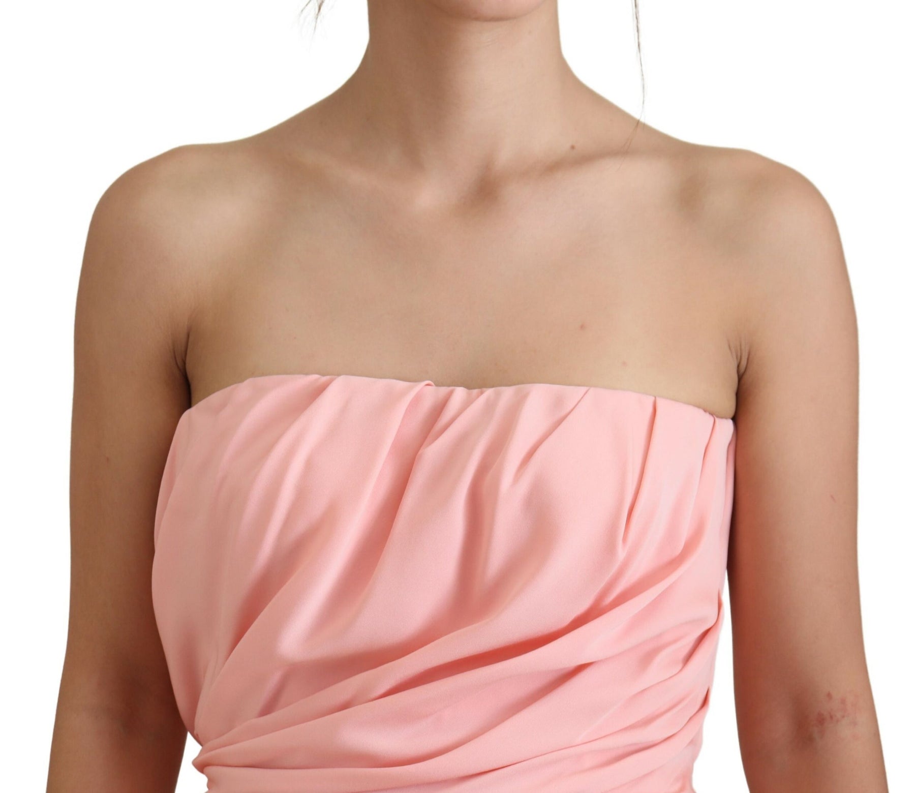 Dolce & Gabbana Pink Silk Stretch Strapless Sheath Dress | Regal Royce