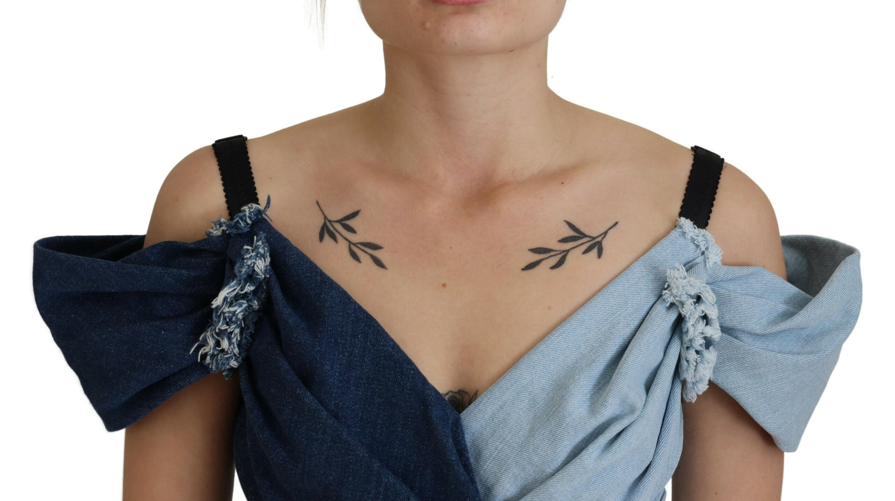 Dolce & Gabbana Two Tone Blue Patchwork Denim Mini Dress | Regal Royce