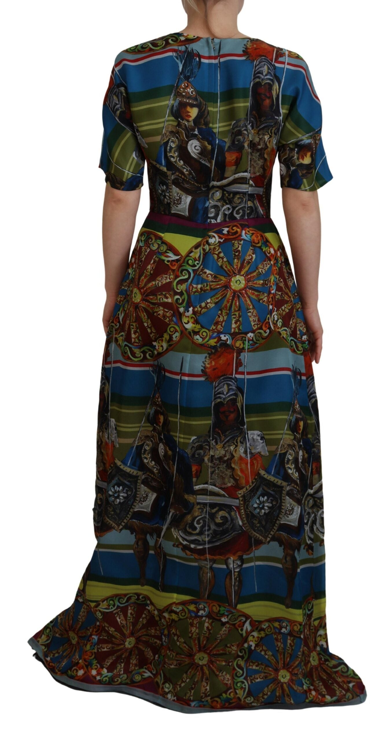 Dolce & Gabbana Multicolor Sicily Silk A-line Long Gown Dress | Regal Royce