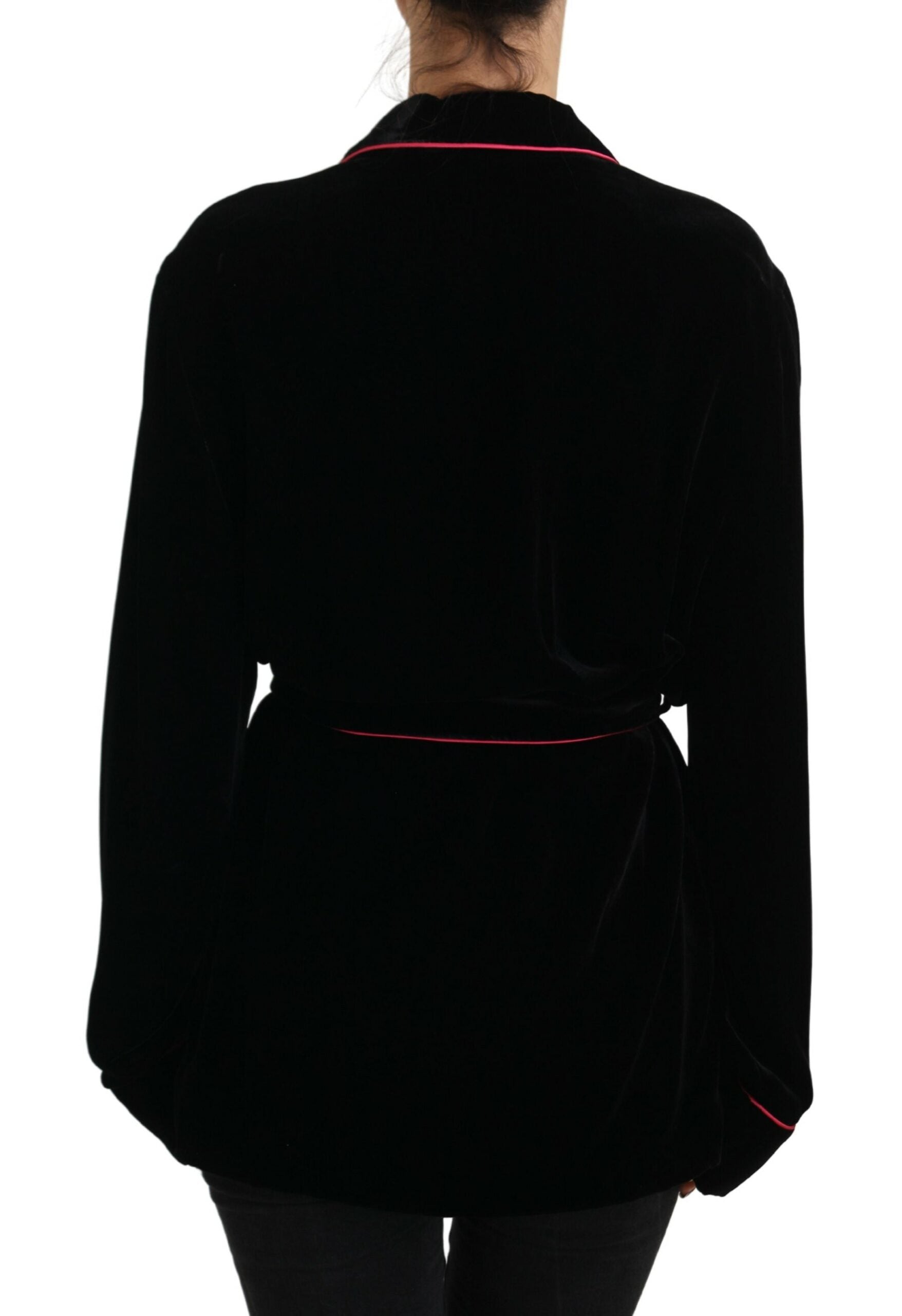 Dolce & Gabbana Black Button Belted Blazer Viscose Jacket | Regal Royce