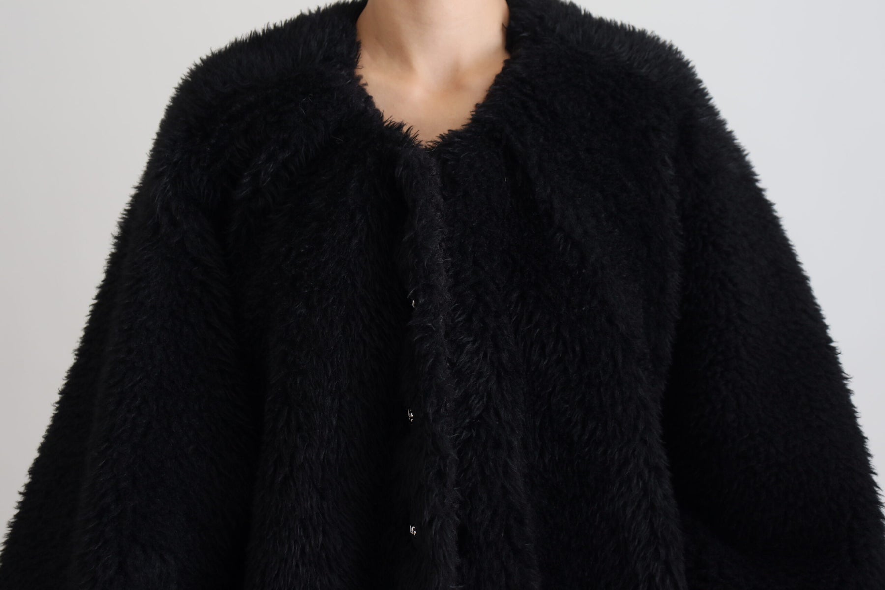 Dolce & Gabbana Black Cashmere Blend Faux Fur Coat Jacket | Regal Royce