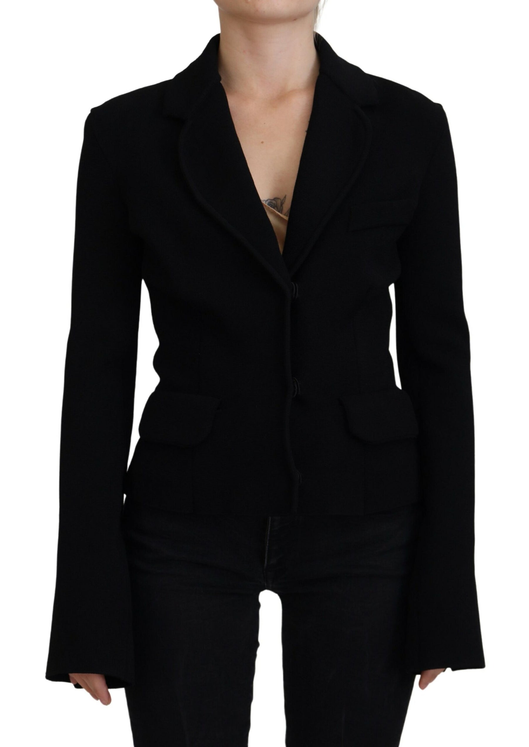 Dolce & Gabbana Black Button Cardigan Blazer Viscose Jacket | Regal Royce