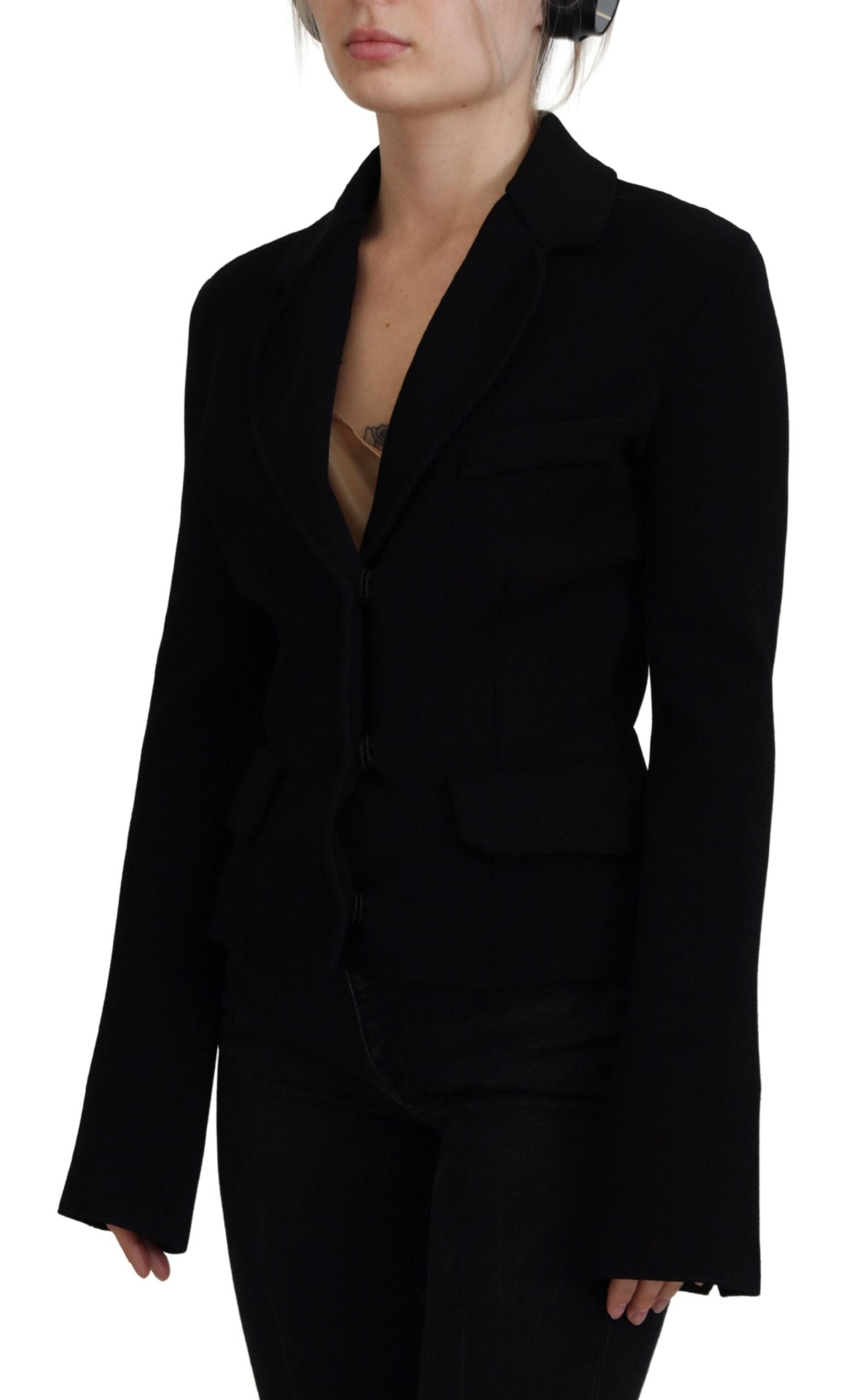 Dolce & Gabbana Black Button Cardigan Blazer Viscose Jacket | Regal Royce