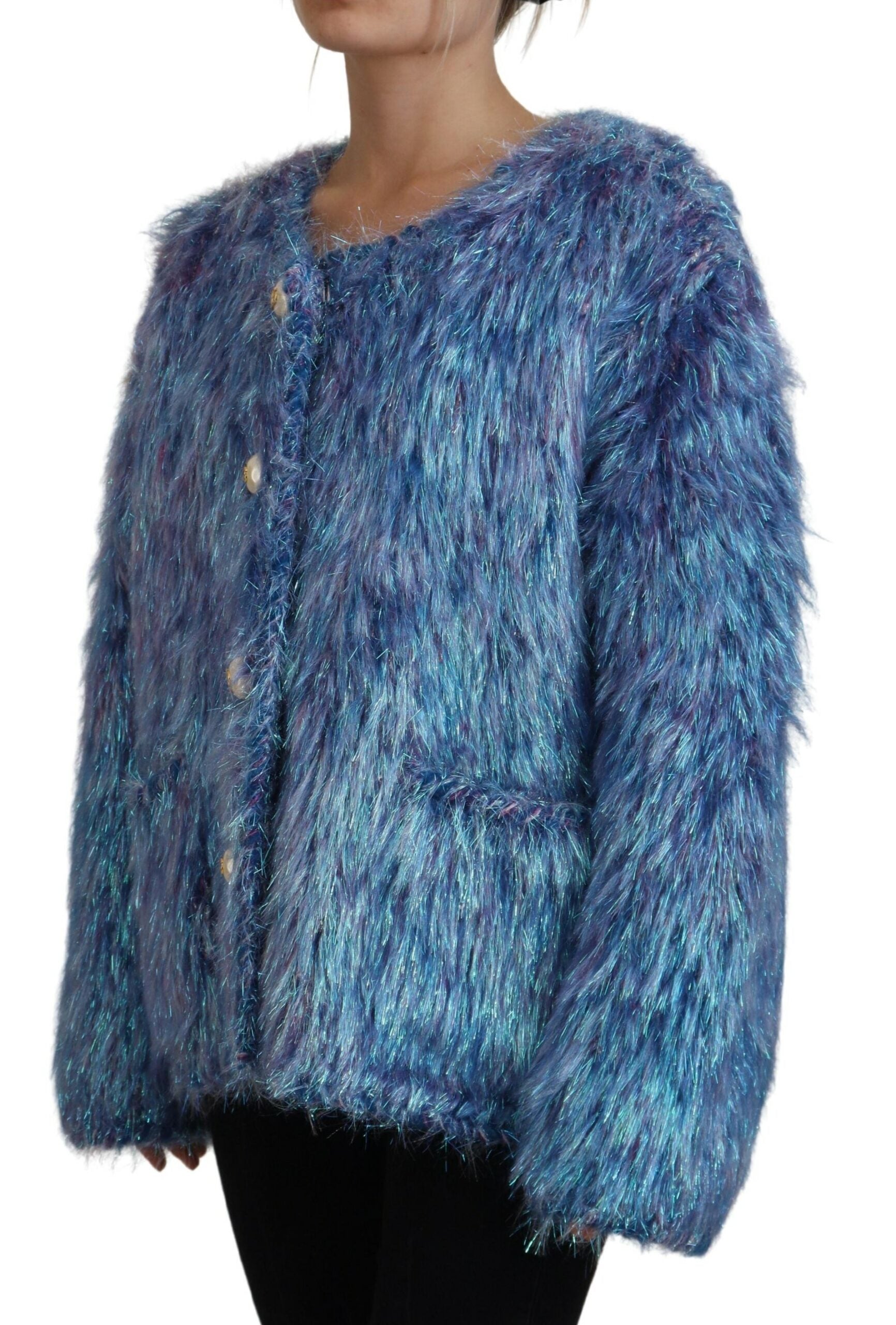 Dolce & Gabbana Multicolor Polyester Fringes Coat Jacket | Regal Royce