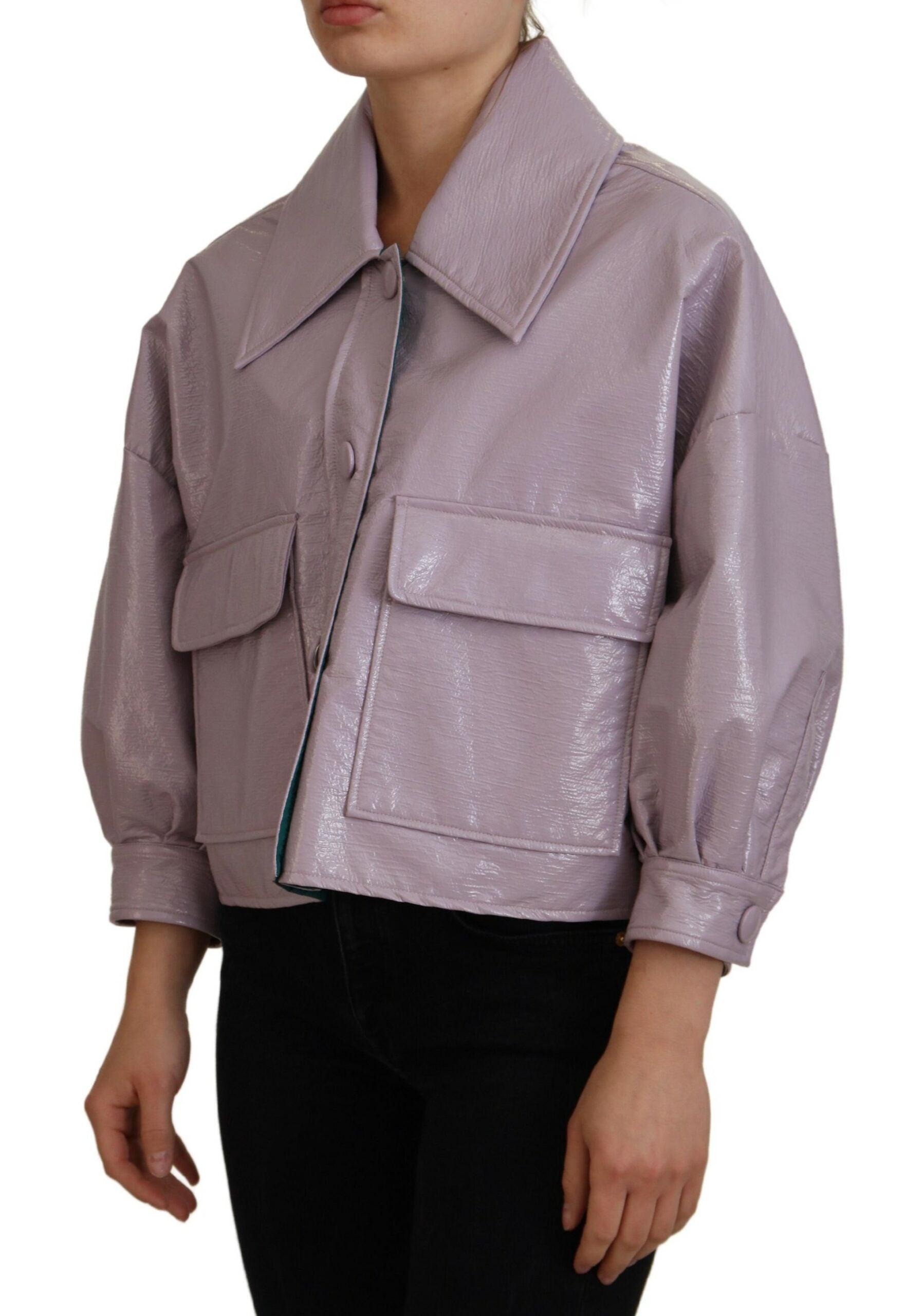 Dolce & Gabbana Purple Cotton Button Down Cropped Jacket | Regal Royce