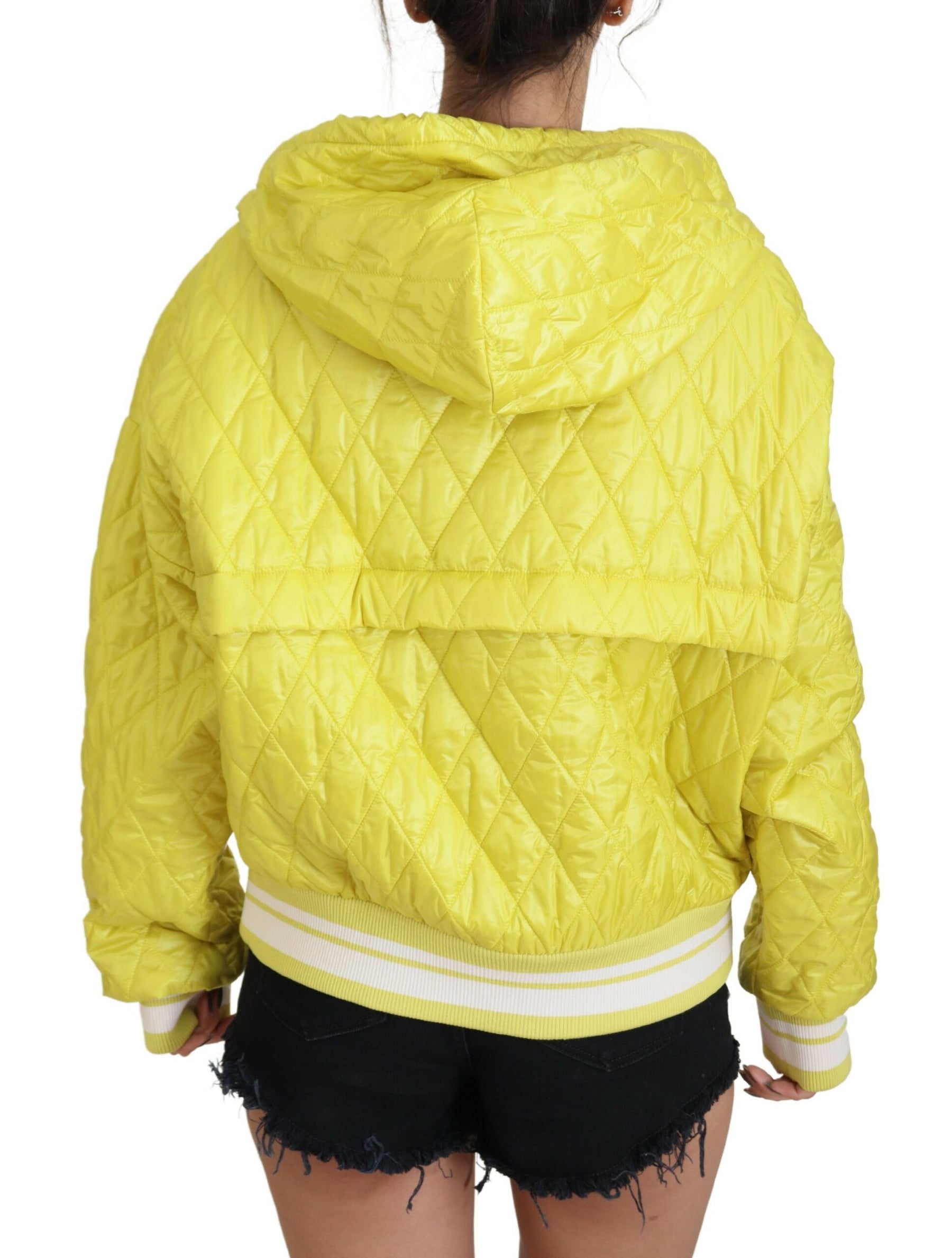 Dolce & Gabbana Yellow Nylon Quilted Hooded Pullover Jacket | Regal Royce