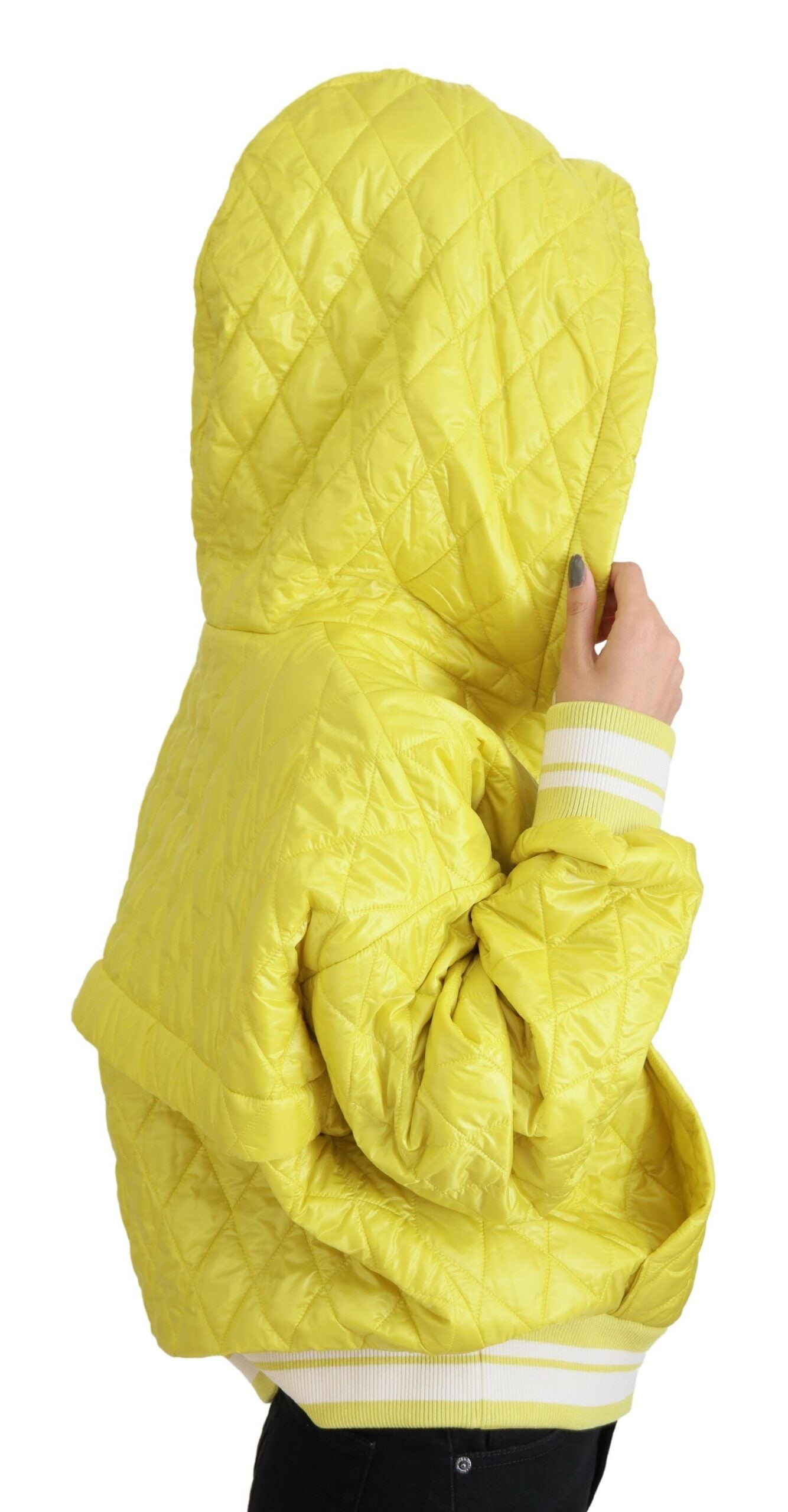Dolce & Gabbana Yellow Nylon Quilted Hooded Pullover Jacket | Regal Royce