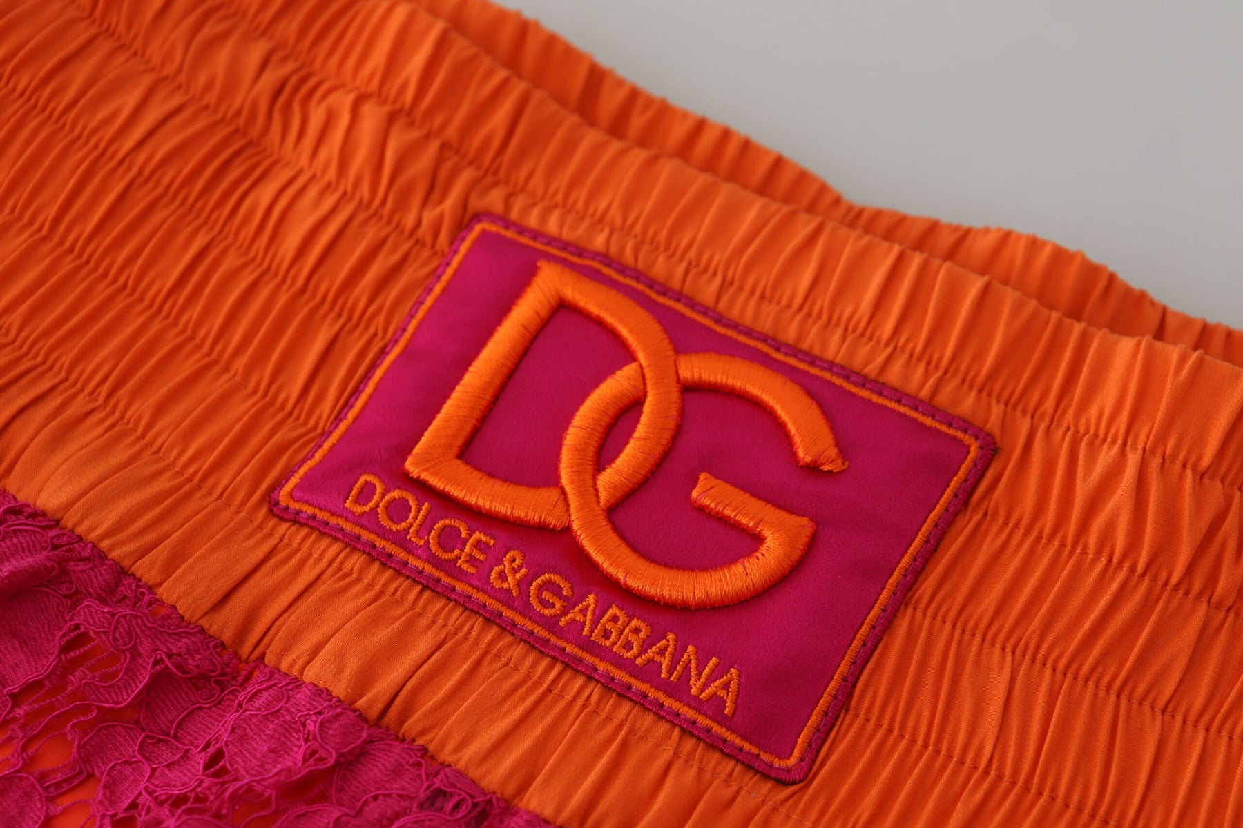 Dolce & Gabbana Pink Orange Lace Cotton High Waist Shorts | Regal Royce
