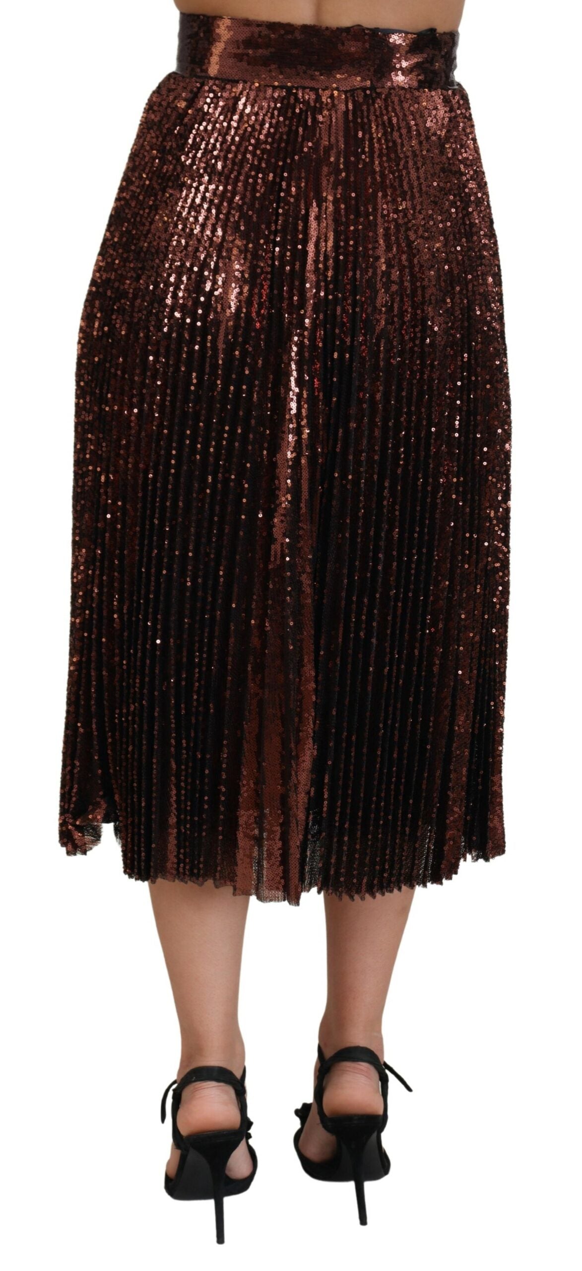 Dolce & Gabbana Bronze Sequined High Waist A-line Maxi Skirt | Regal Royce