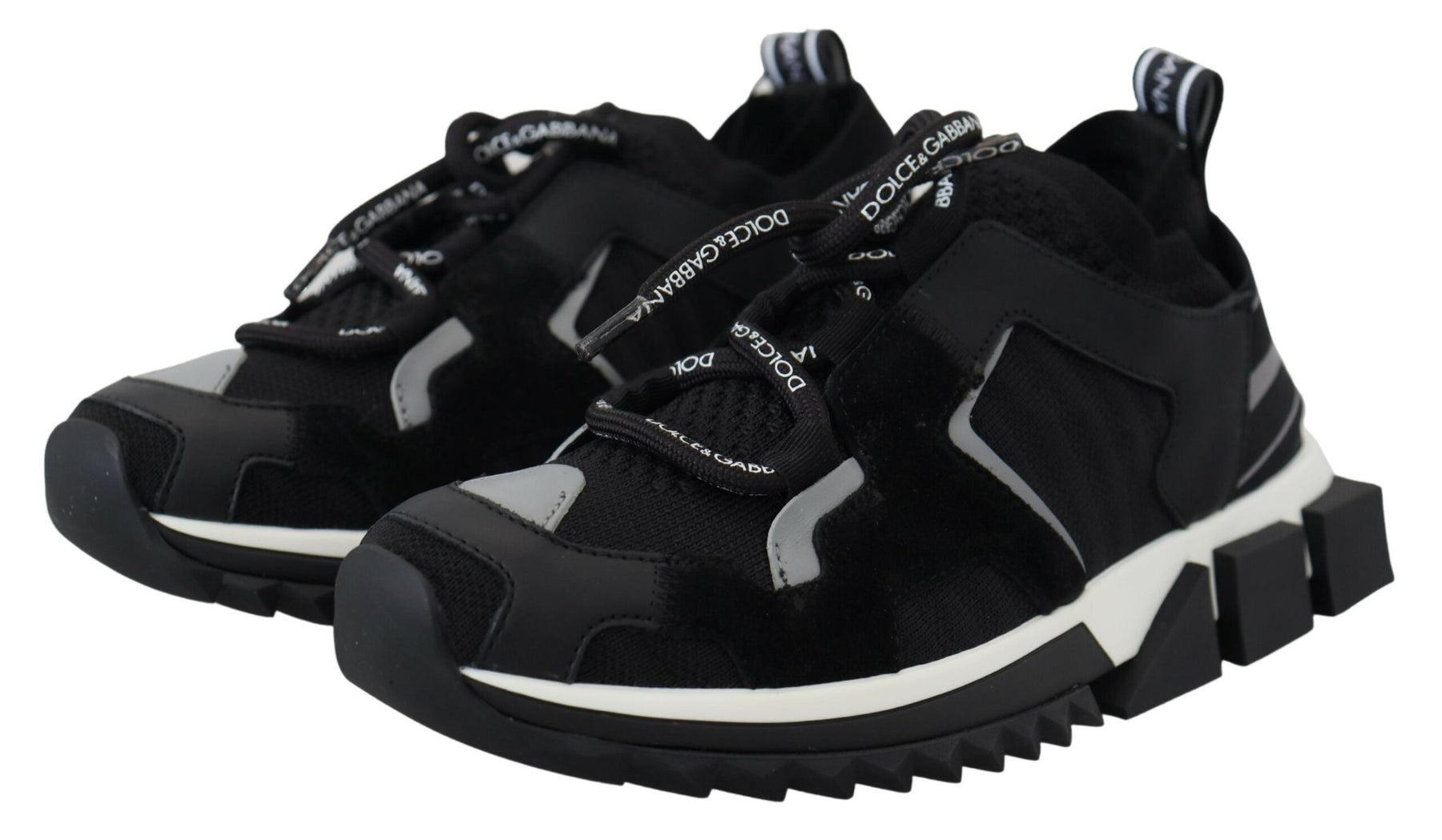 Dolce & Gabbana Black Mesh Sorrento Trekking Sneakers Shoes | Regal Royce