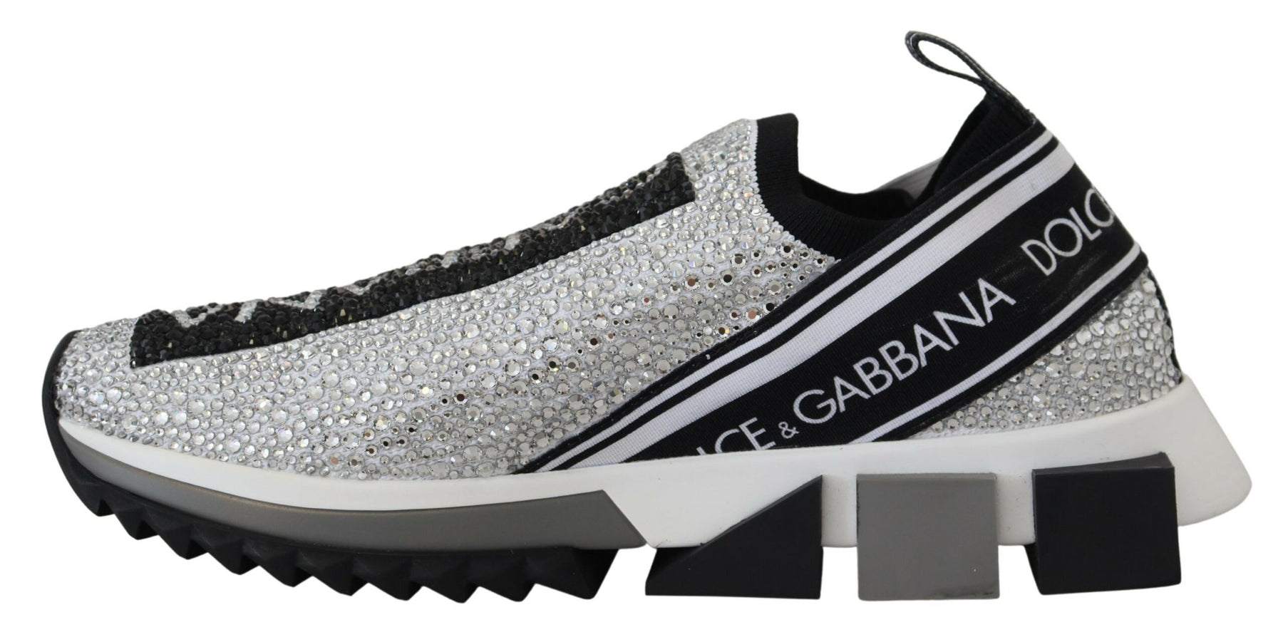 Dolce & Gabbana Silver Rhinestones Sorrento Sneakers Shoes | Regal Royce