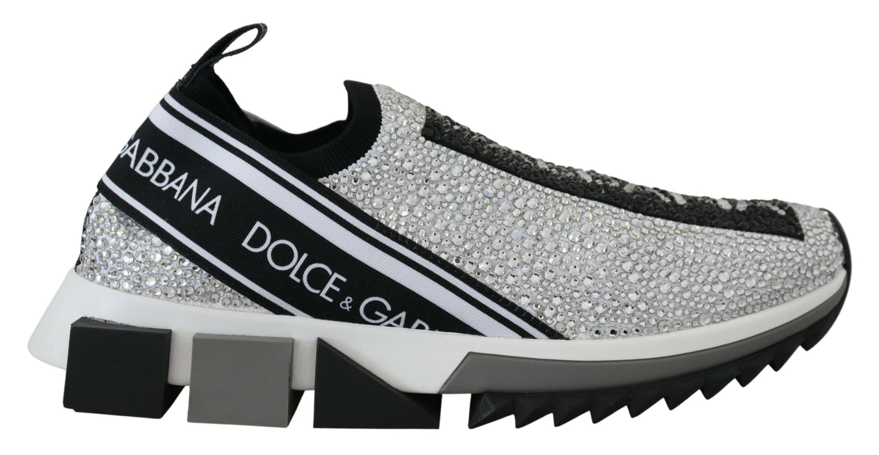 Dolce & Gabbana Silver Rhinestones Sorrento Sneakers Shoes | Regal Royce