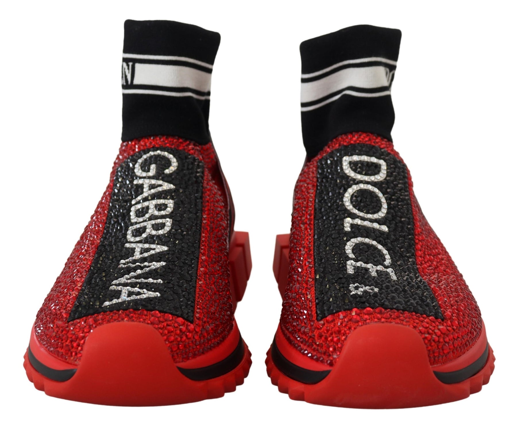 Dolce & Gabbana Red Bling Sorrento Sneakers Socks Shoes | Regal Royce