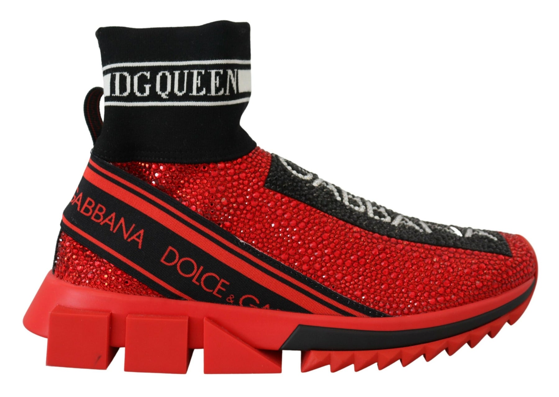 Dolce & Gabbana Red Bling Sorrento Sneakers Socks Shoes | Regal Royce