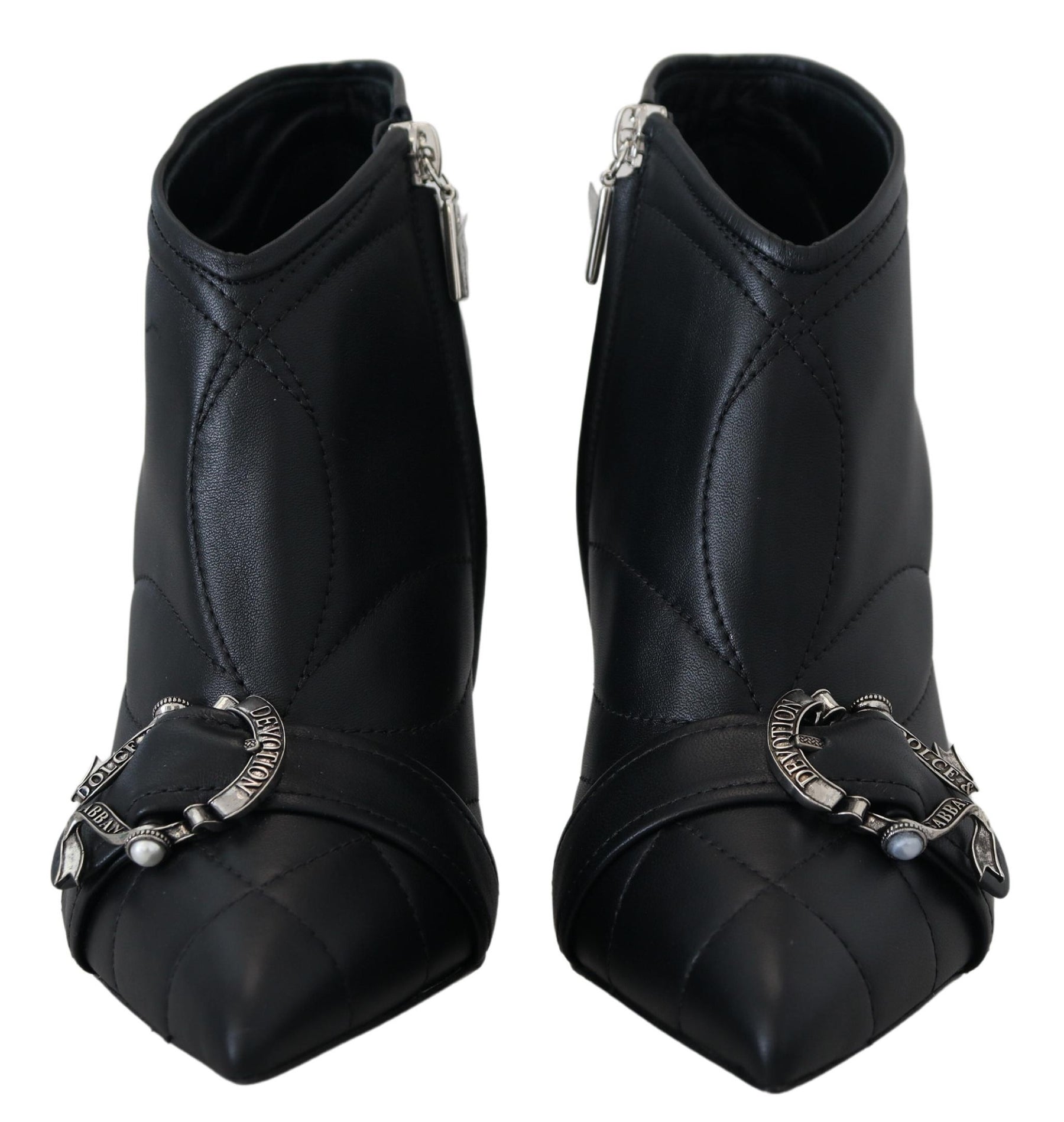 Dolce & Gabbana Black Devotion Quilted Buckled Ankle Boots Shoes | Regal Royce