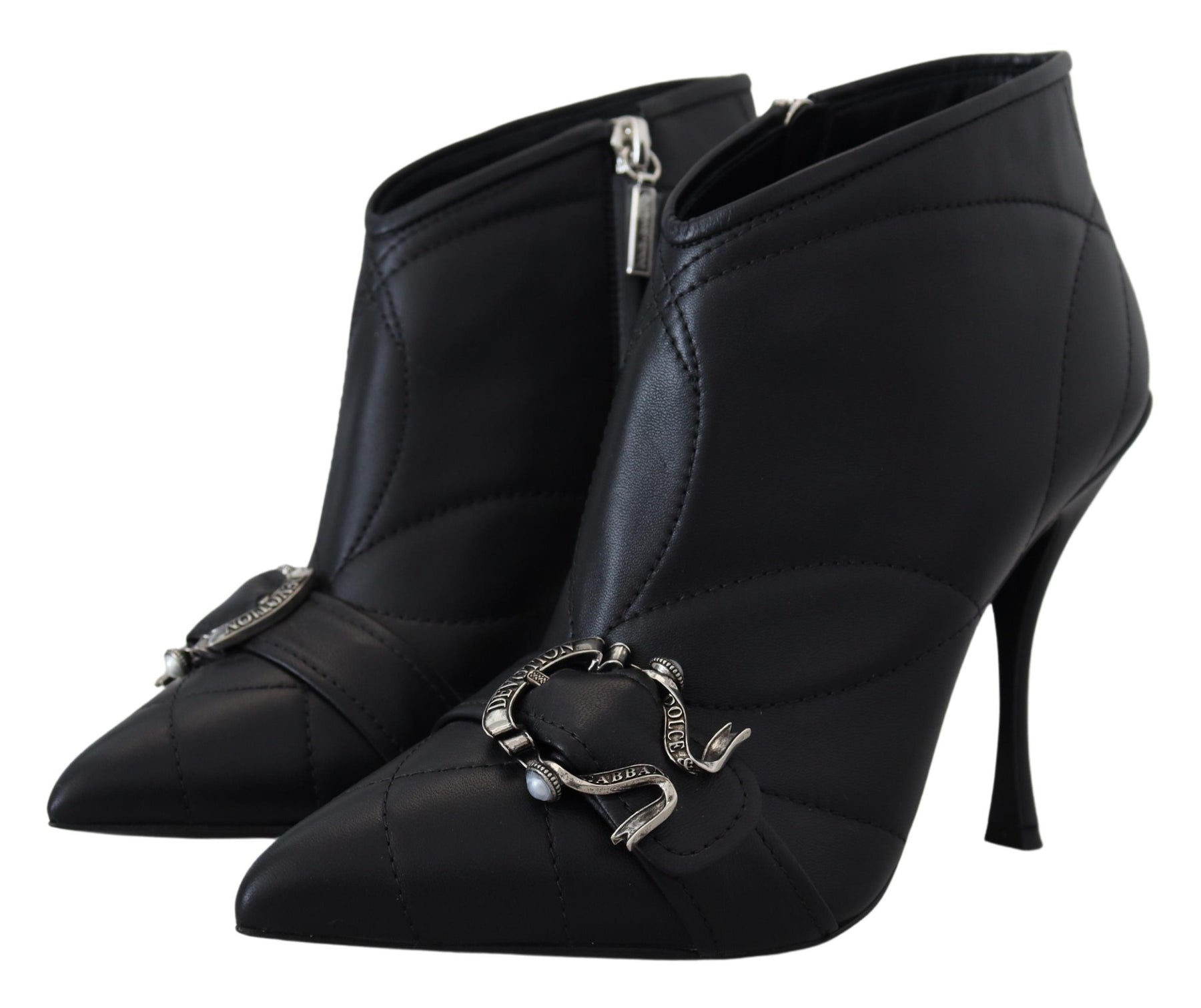 Dolce & Gabbana Black Devotion Quilted Buckled Ankle Boots Shoes | Regal Royce