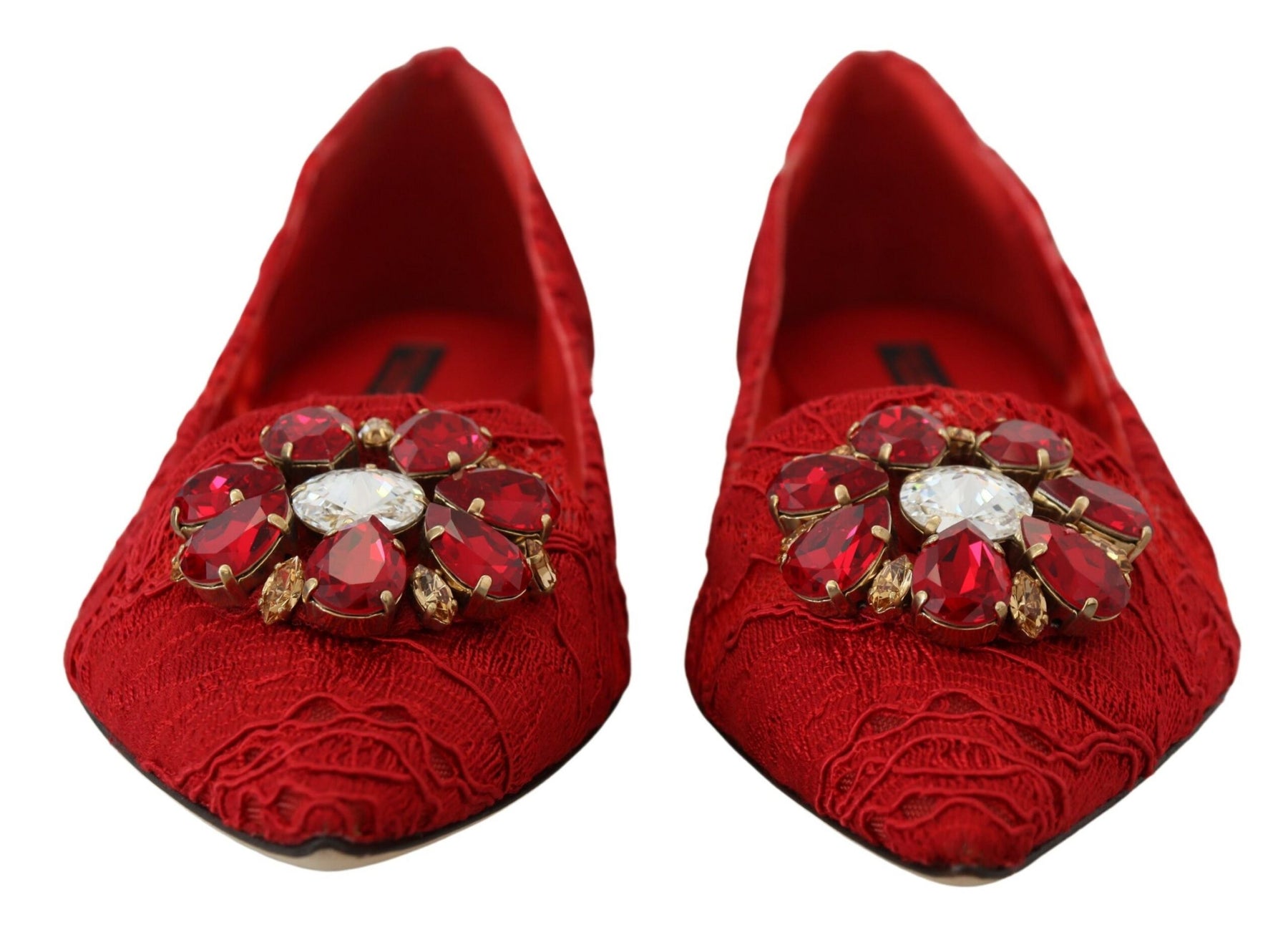 Dolce & Gabbana Red Taormina Crystals Loafers Flats Shoes | Regal Royce