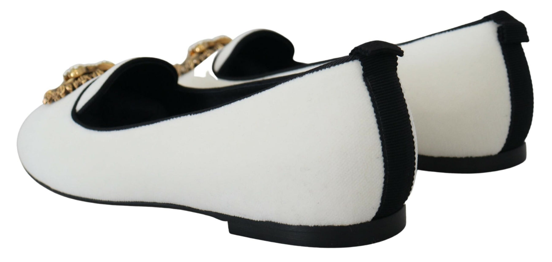 Dolce & Gabbana White Velvet Slip Ons Loafers Flats Shoes | Regal Royce