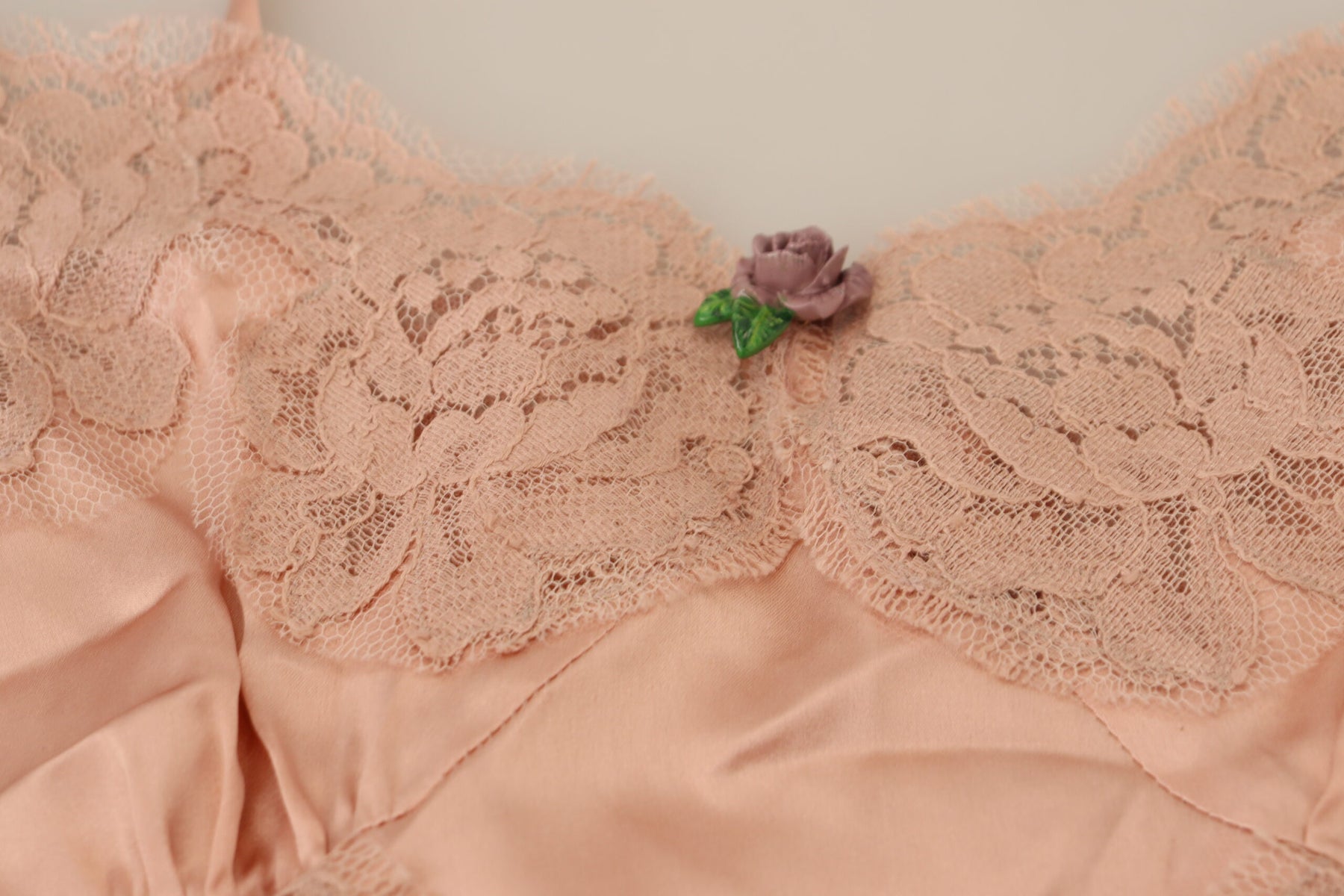 Dolce & Gabbana Pink Satin Lace Roses Tank Top Lingerie | Regal Royce