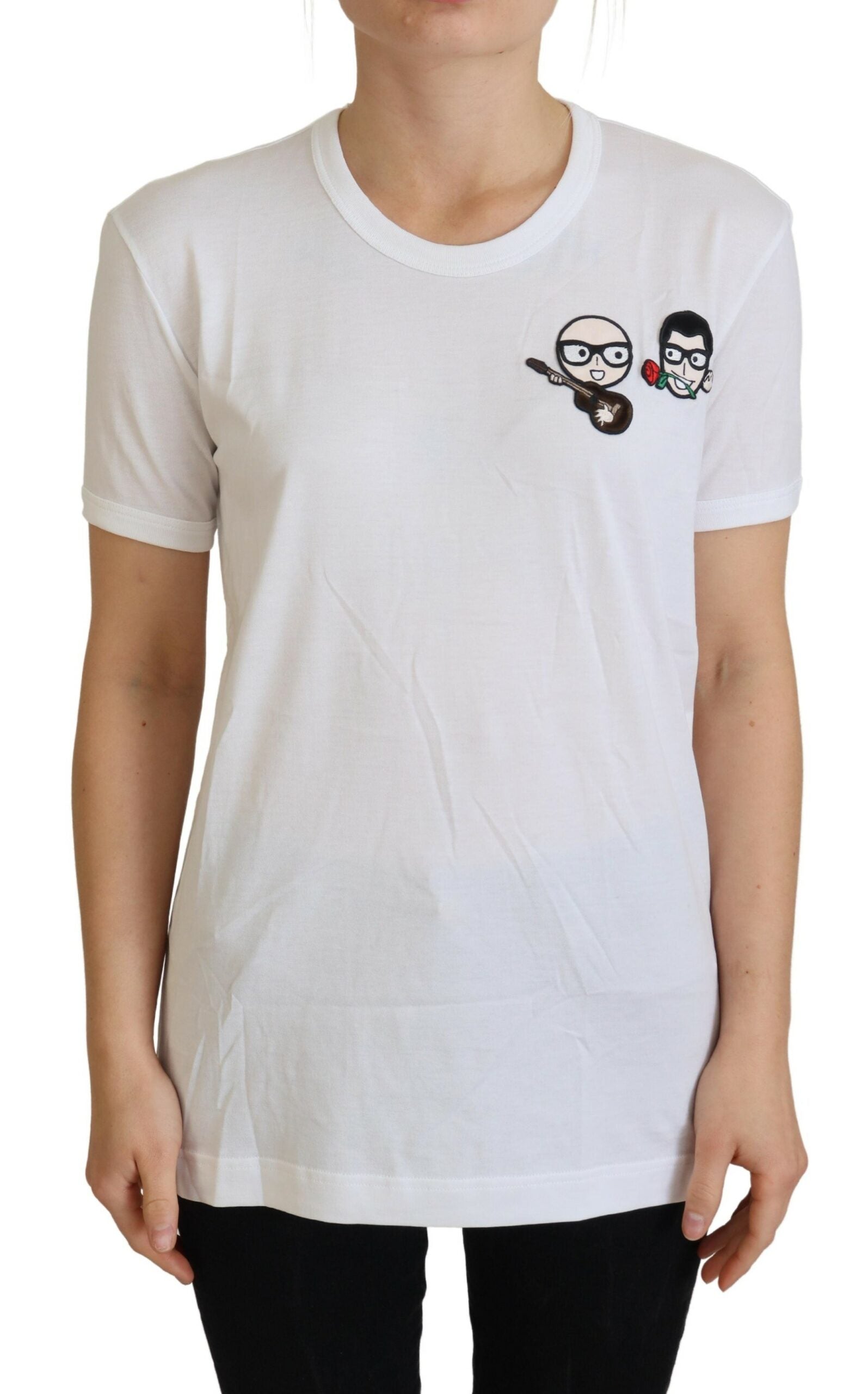 Dolce & Gabbana White #dgfamily Crewneck Cotton T-shirt | Regal Royce