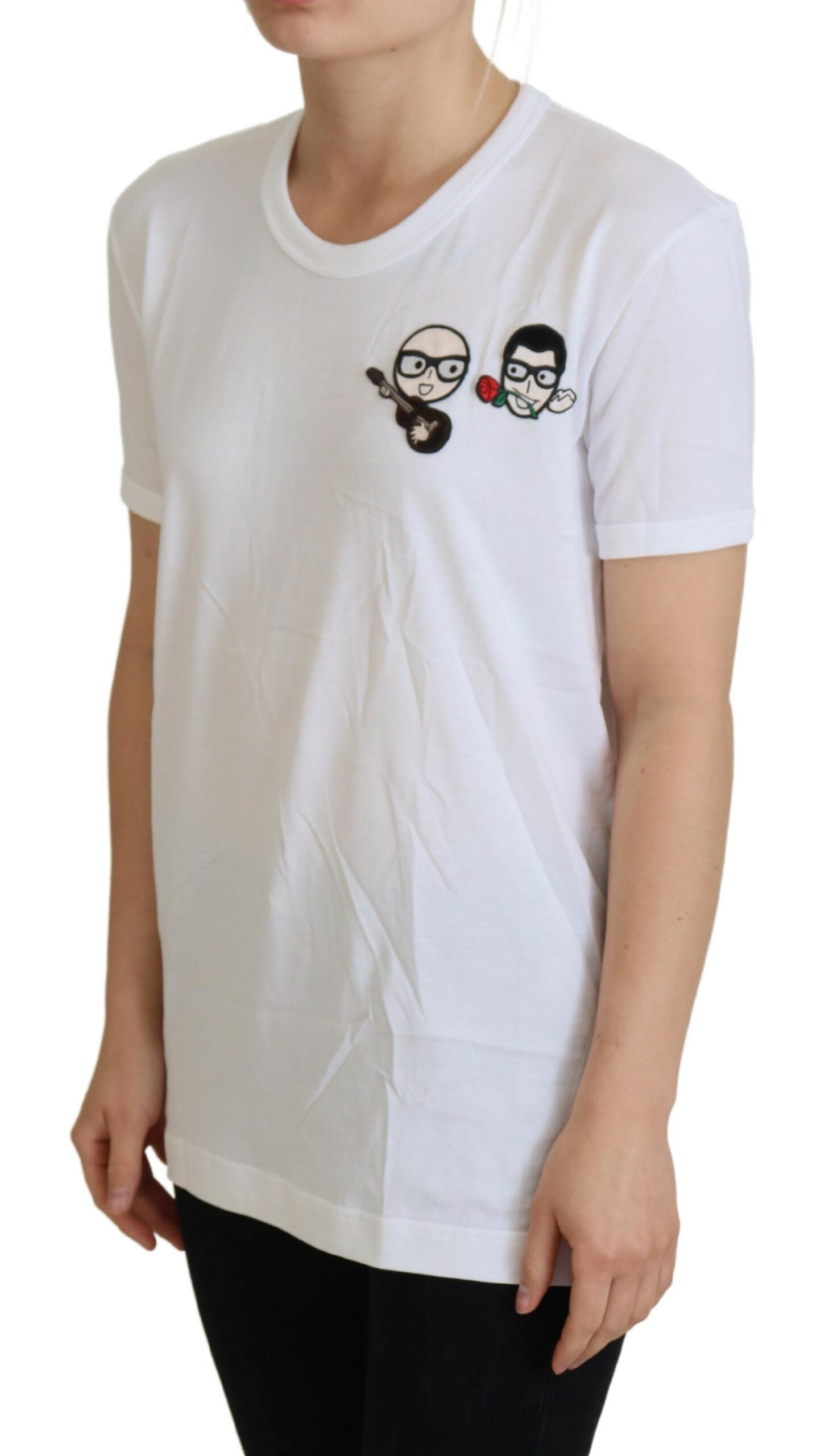 Dolce & Gabbana White #dgfamily Crewneck Cotton T-shirt | Regal Royce