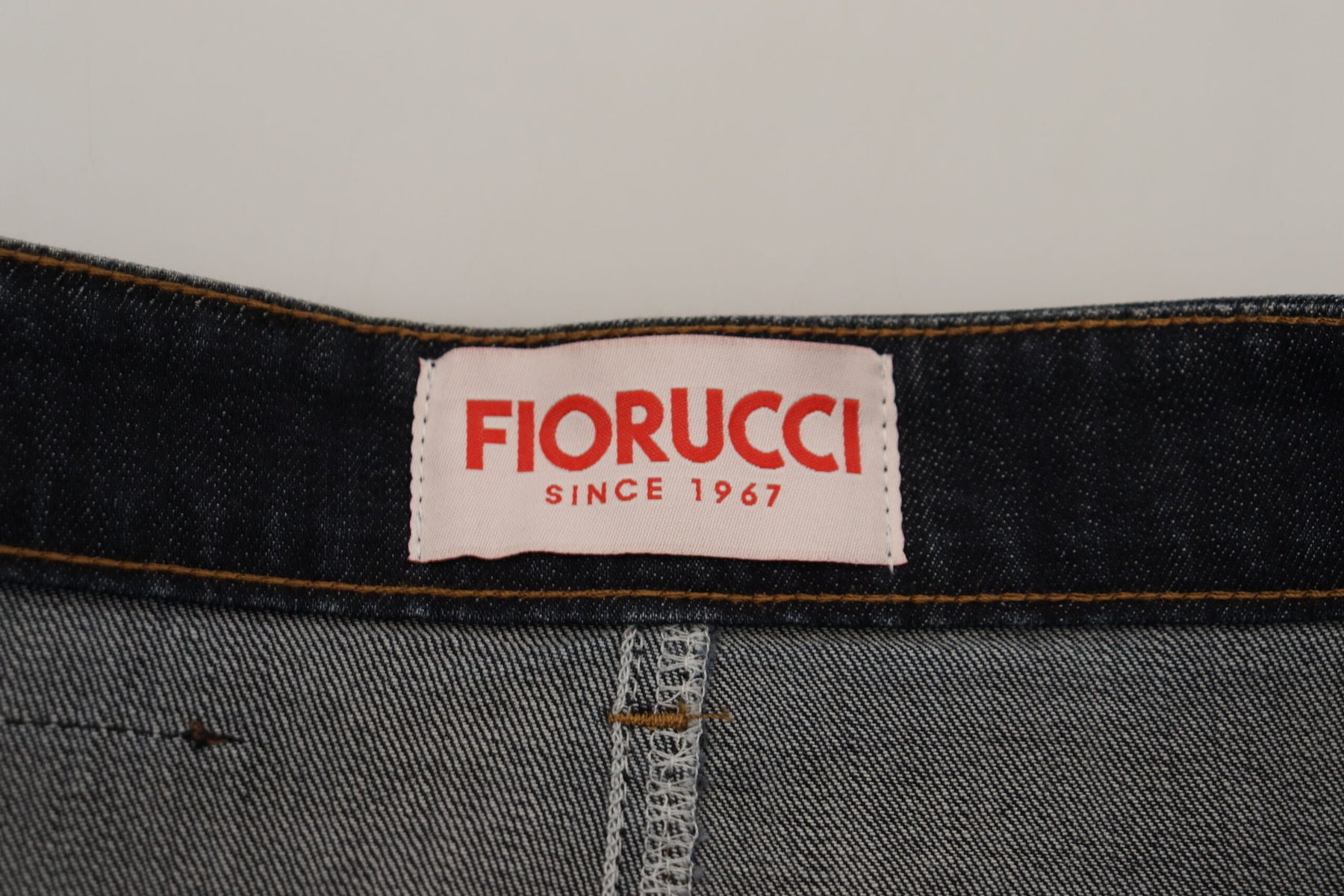 Fiorucci Dark Blue Washed Mid Waist Pencil Cut Denim Skirt | Regal Royce