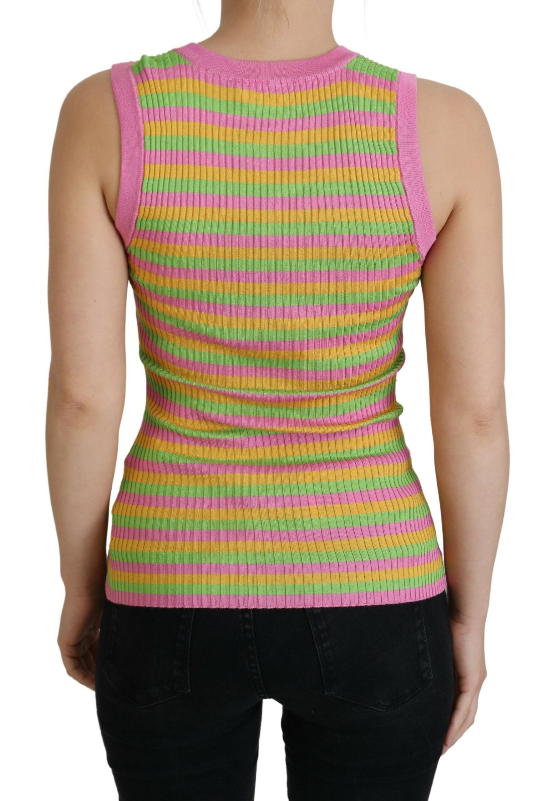 Dolce & Gabbana Multicolor Silk Vest Pullover Tank Top | Regal Royce
