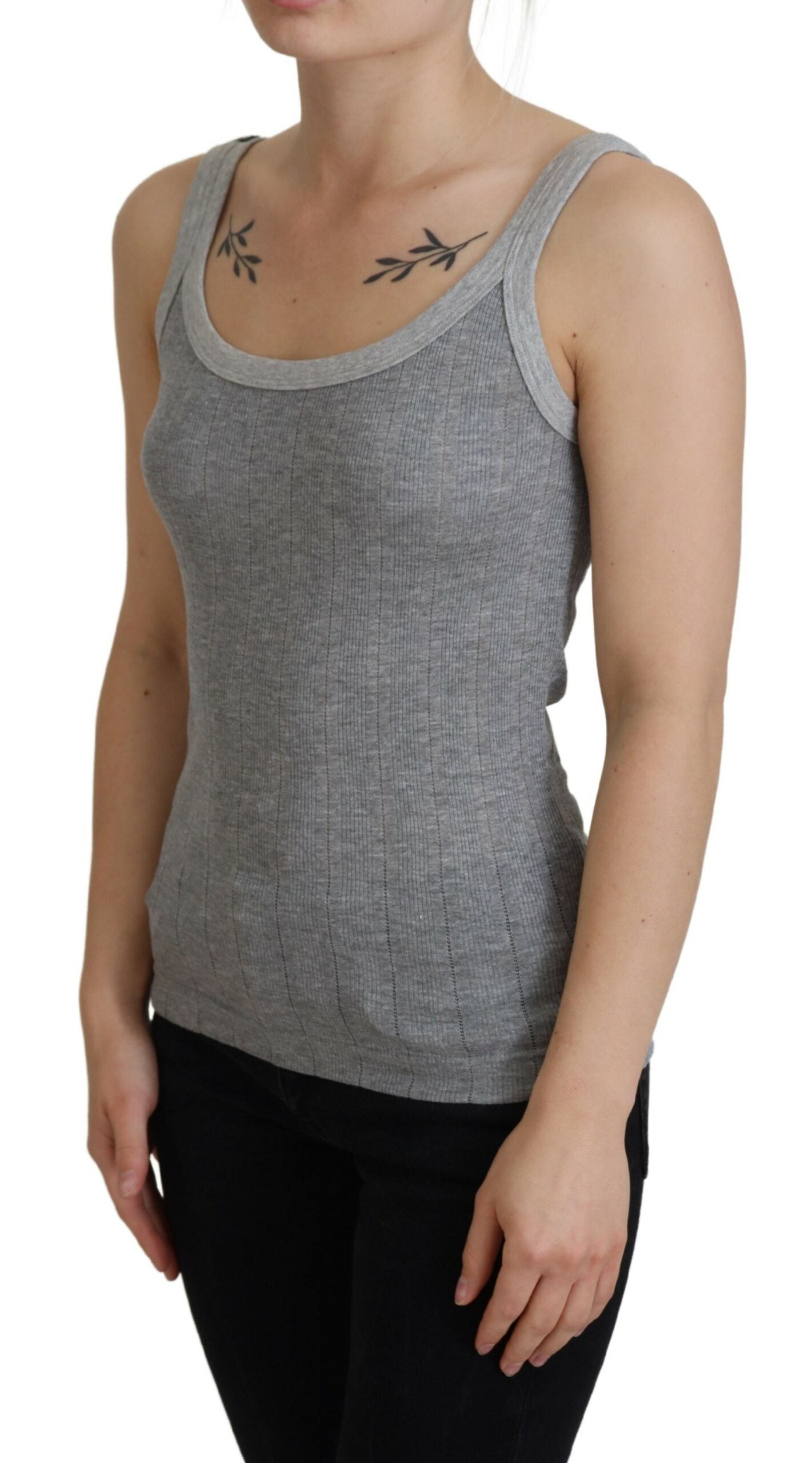 Dolce & Gabbana Gray Cotton Modal Canotta Tank Top T-shirt | Regal Royce