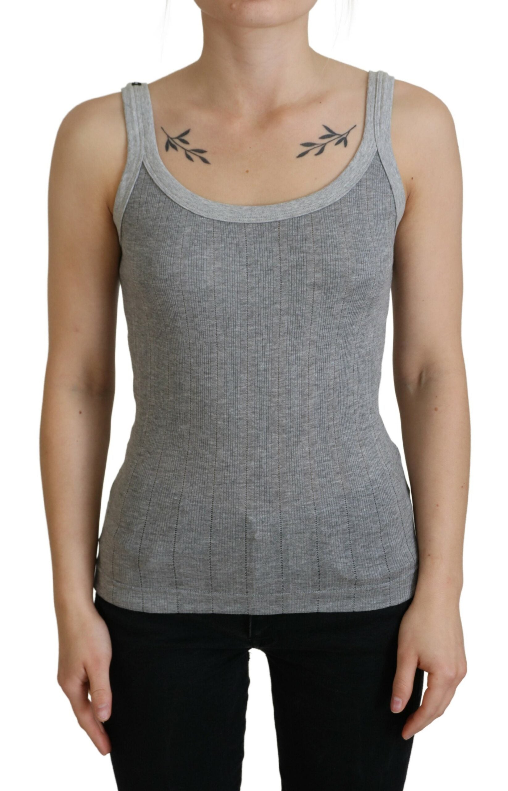 Dolce & Gabbana Gray Cotton Modal Canotta Tank Top T-shirt | Regal Royce