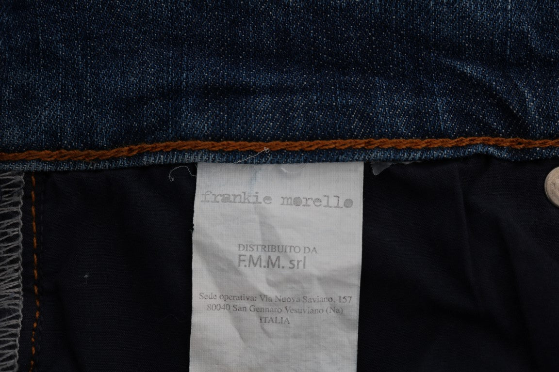 Frankie Morello Blue Wash Torn Dunfermile Slim Fit Jeans | Regal Royce