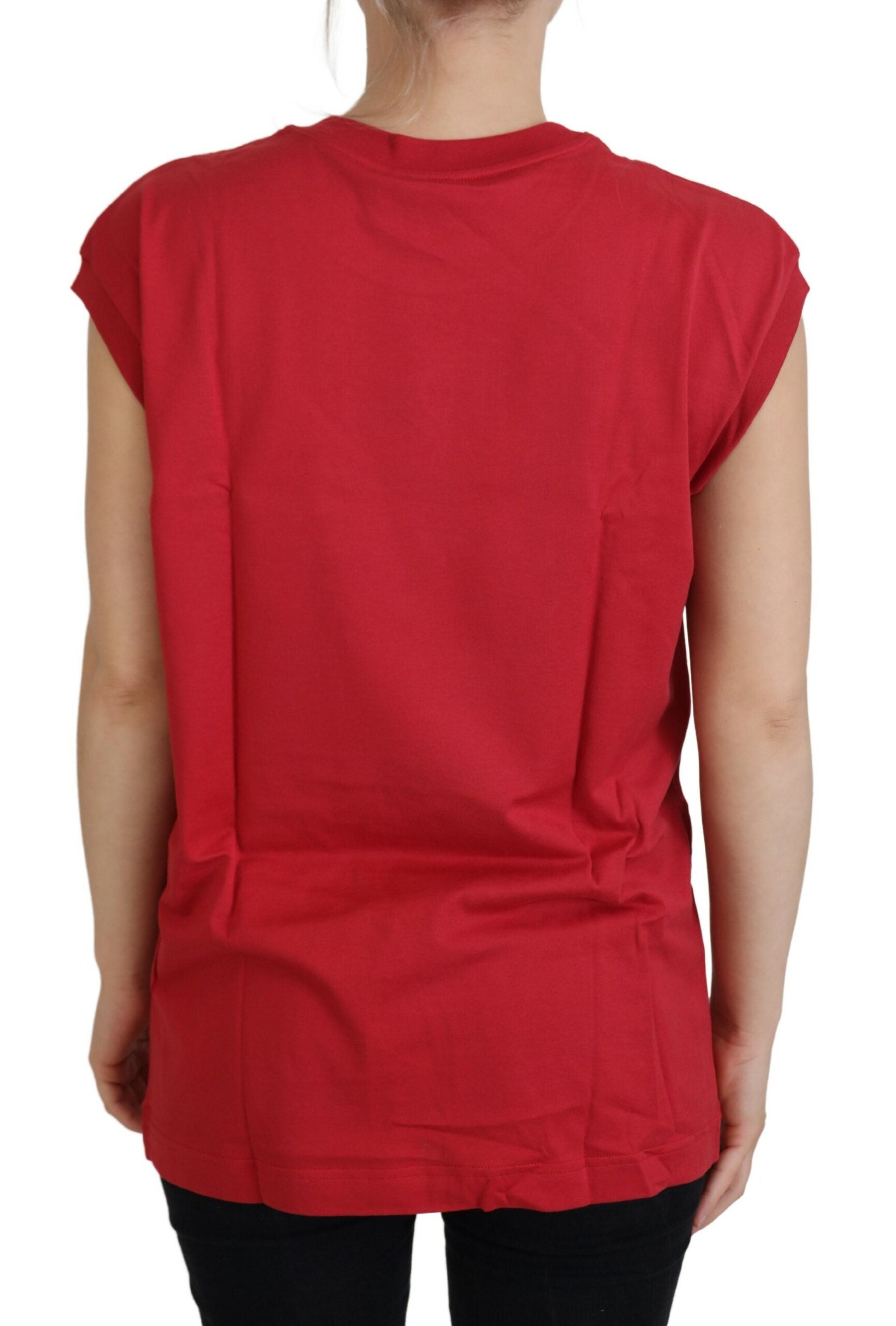 Dolce & Gabbana Red Cotton DG Logo Tank Top T-shirt | Regal Royce