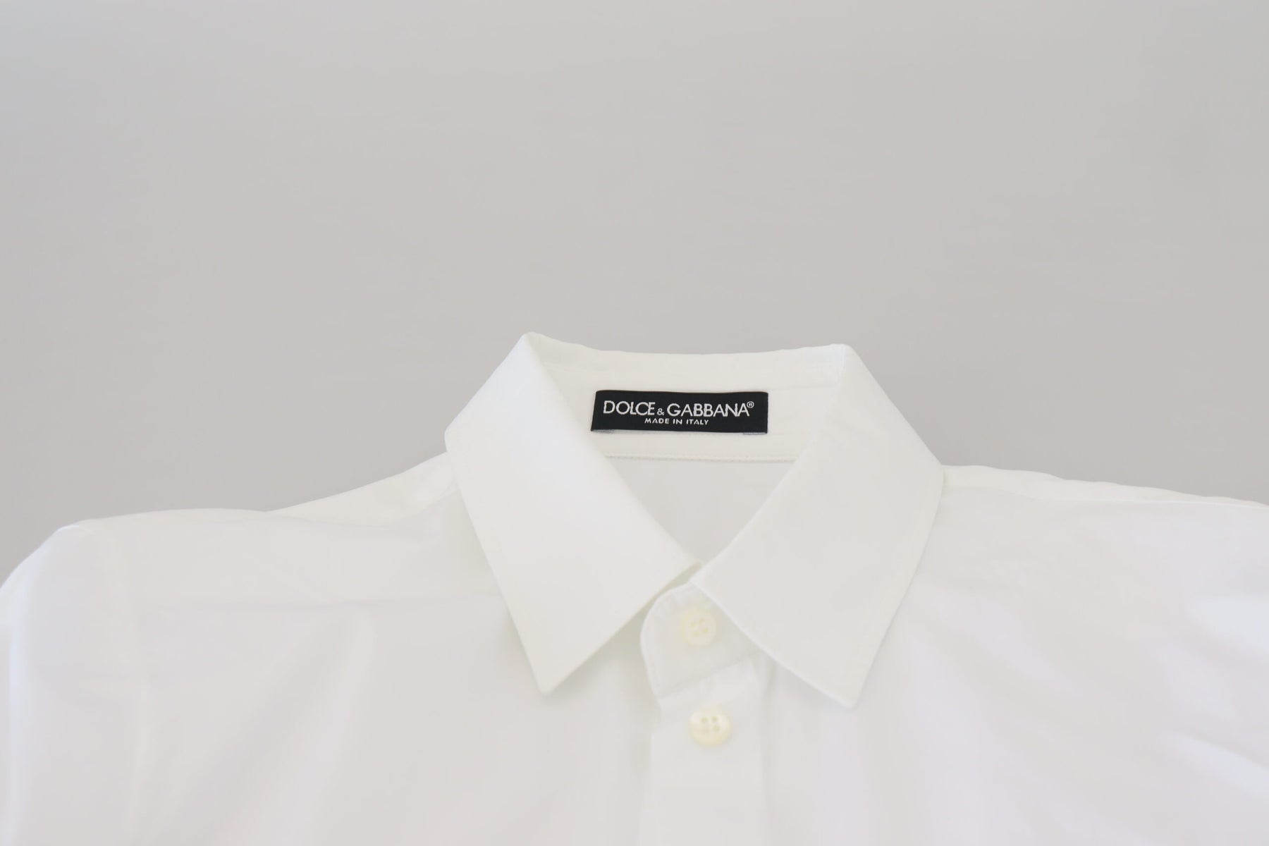 Dolce & Gabbana White Cotton Collared Long Sleeves Formal Top | Regal Royce