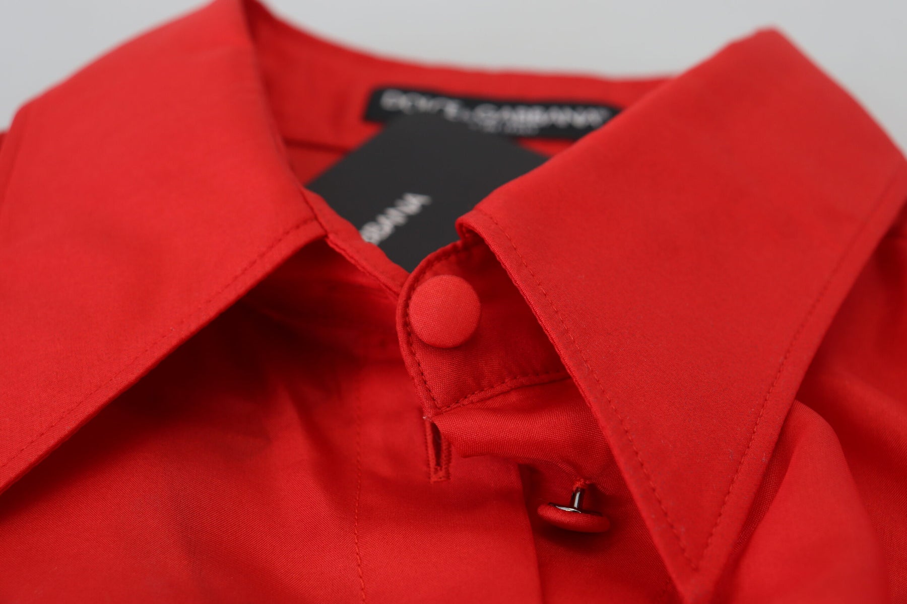 Dolce & Gabbana Red Silk Collared Long Sleeves Dress Shirt Top | Regal Royce