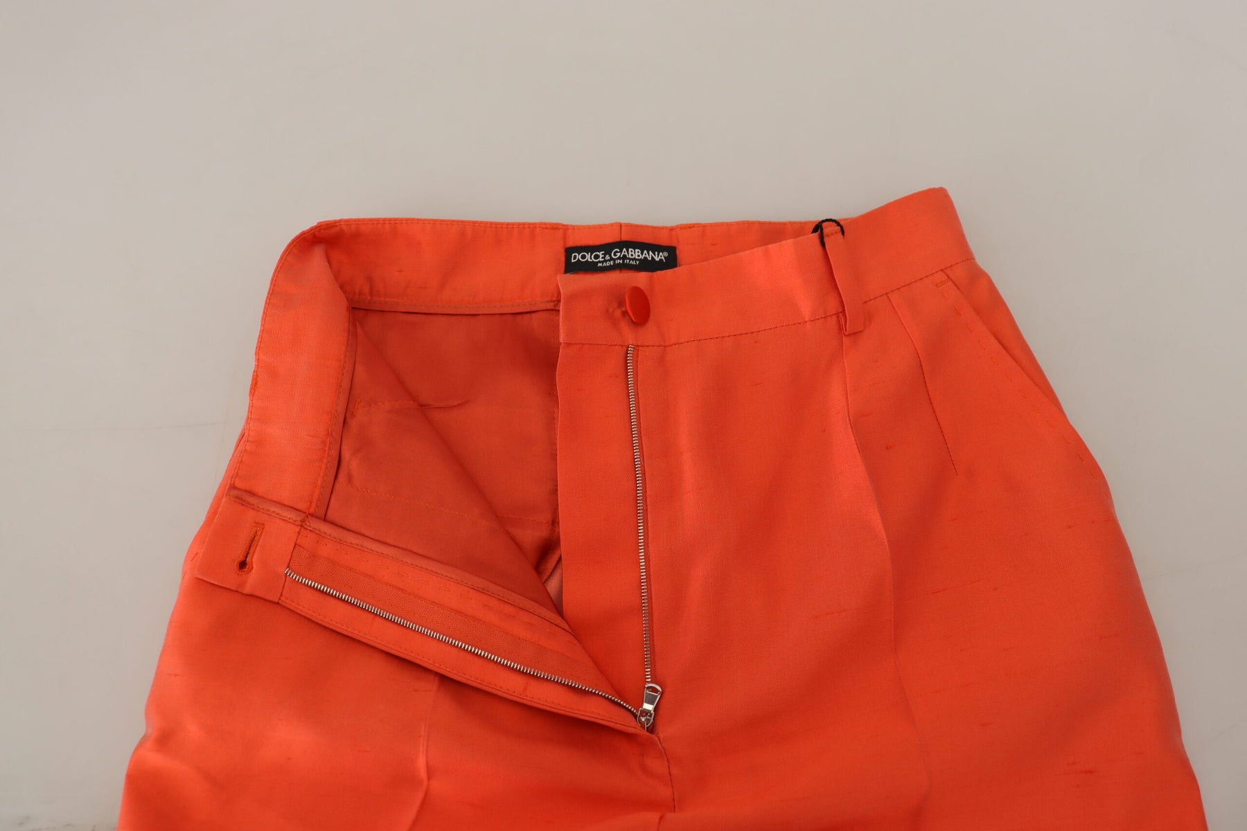 Dolce & Gabbana Orange Silk High Waist Cropped Pants | Regal Royce