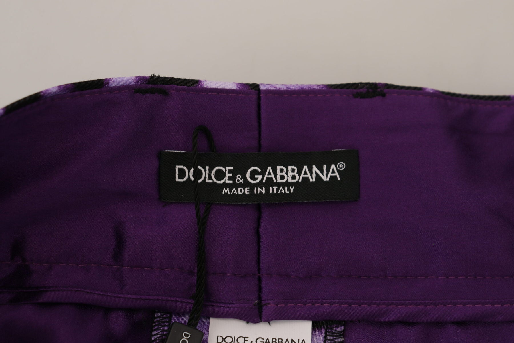 Dolce & Gabbana Purple Leopard Print High Waist Pants | Regal Royce