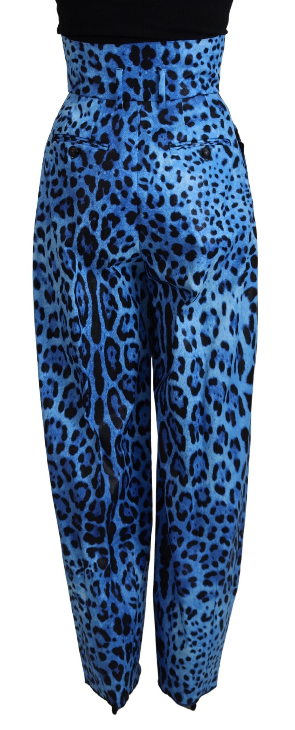 Dolce & Gabbana Blue Leopard Print High Waist Pants | Regal Royce