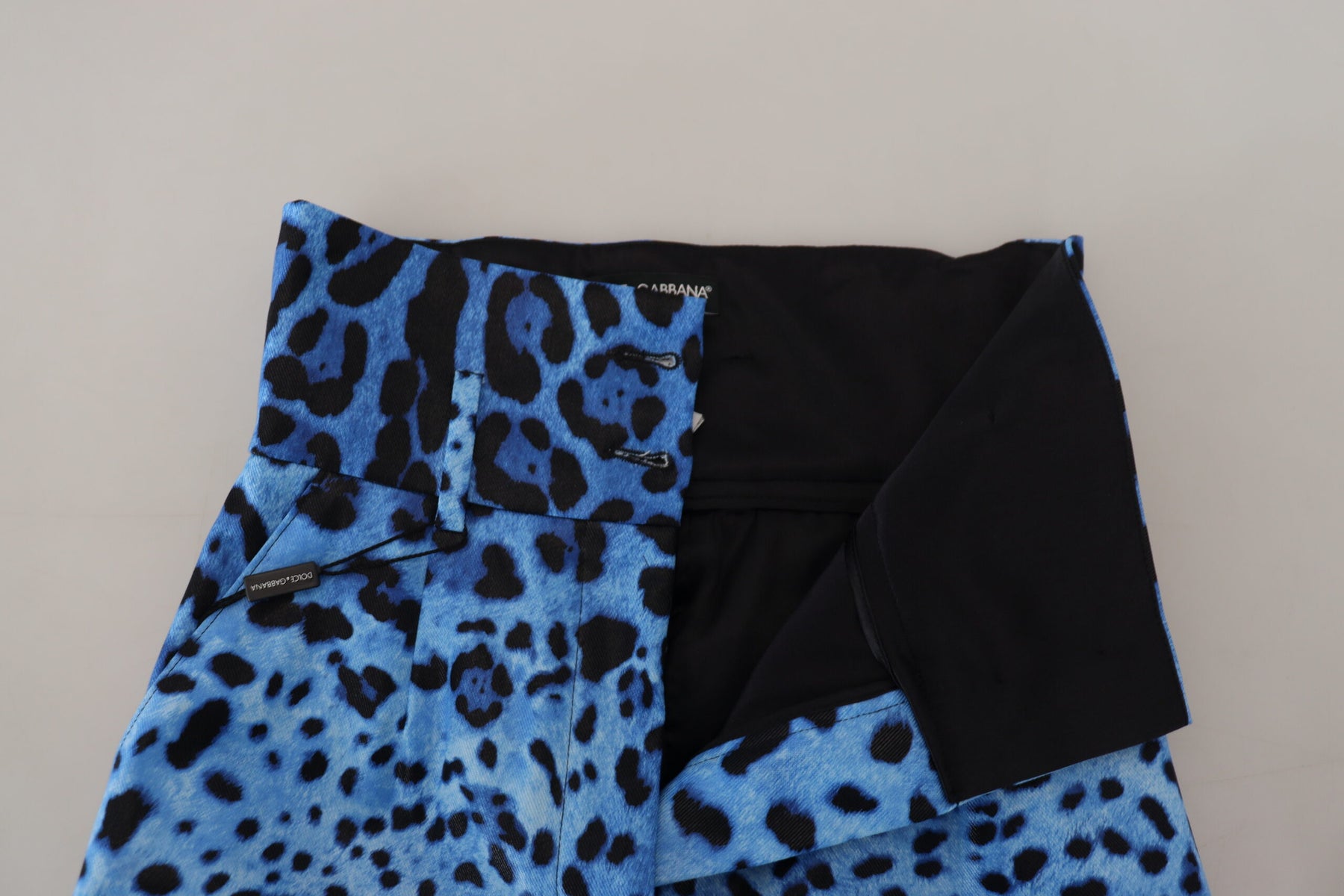 Dolce & Gabbana Blue Leopard Print High Waist Pants | Regal Royce