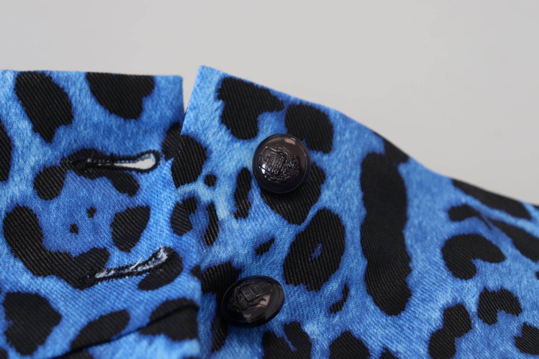 Dolce & Gabbana Blue Leopard Print High Waist Pants | Regal Royce