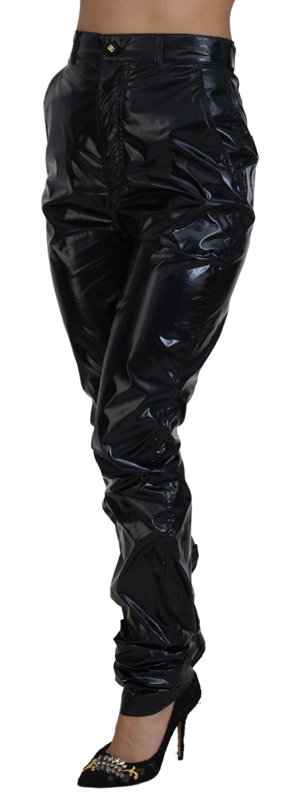 Dolce & Gabbana Black Nylon High Waist Skinny Pants | Regal Royce