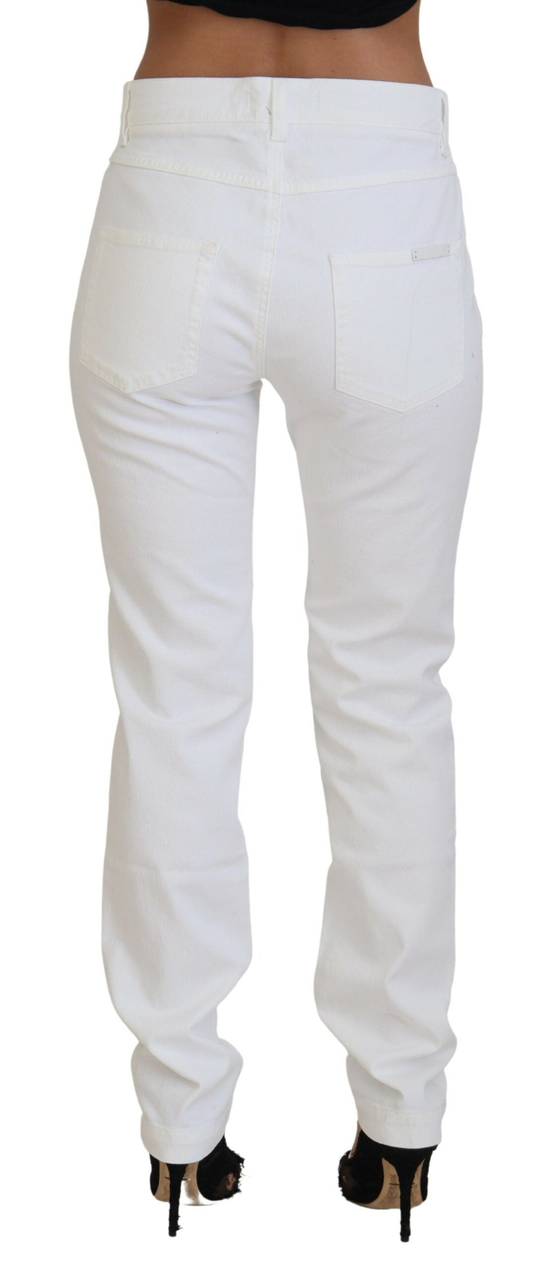 Dolce & Gabbana White Floral Embroidery Skinny Denim Jeans | Regal Royce