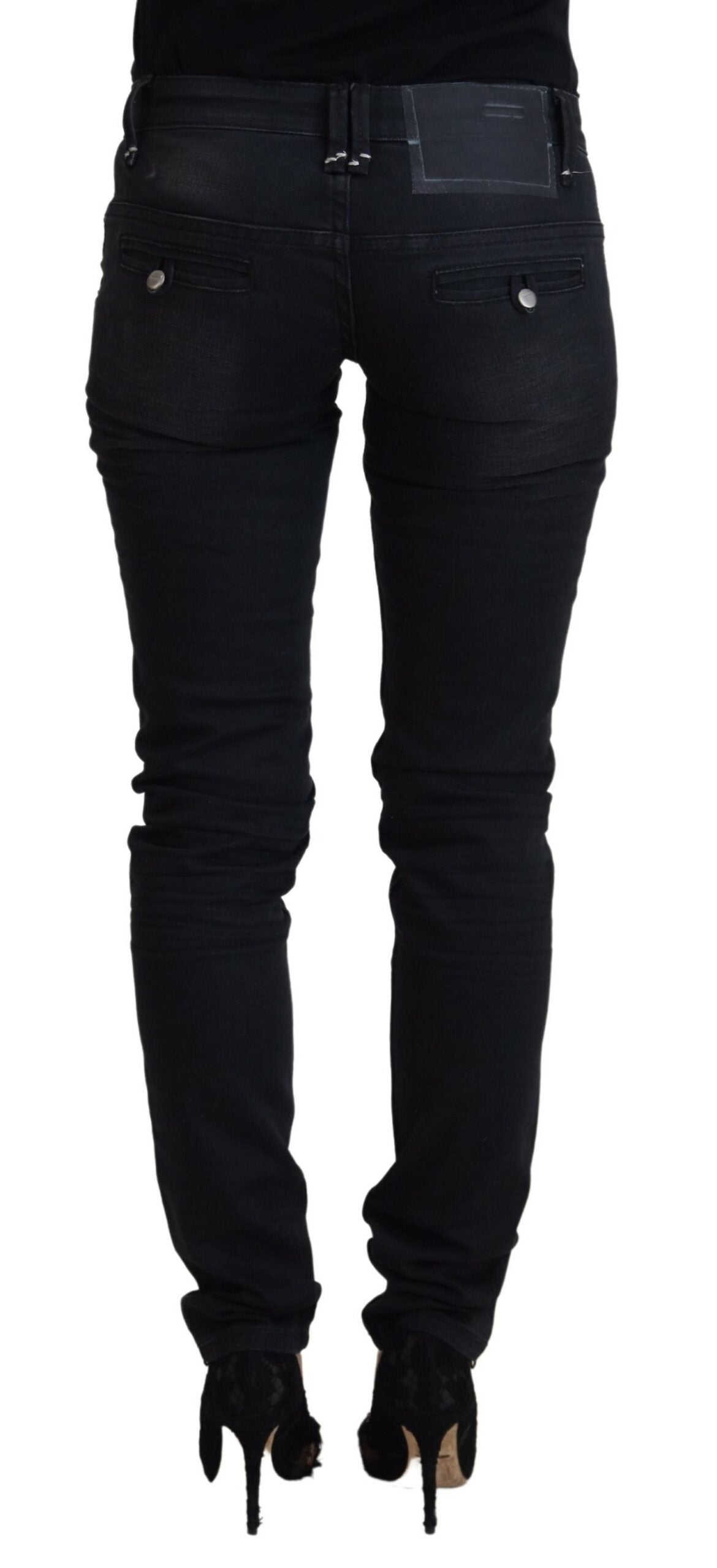 Acht Black Washed Cotton Skinny Women Casual Denim Jeans | Regal Royce