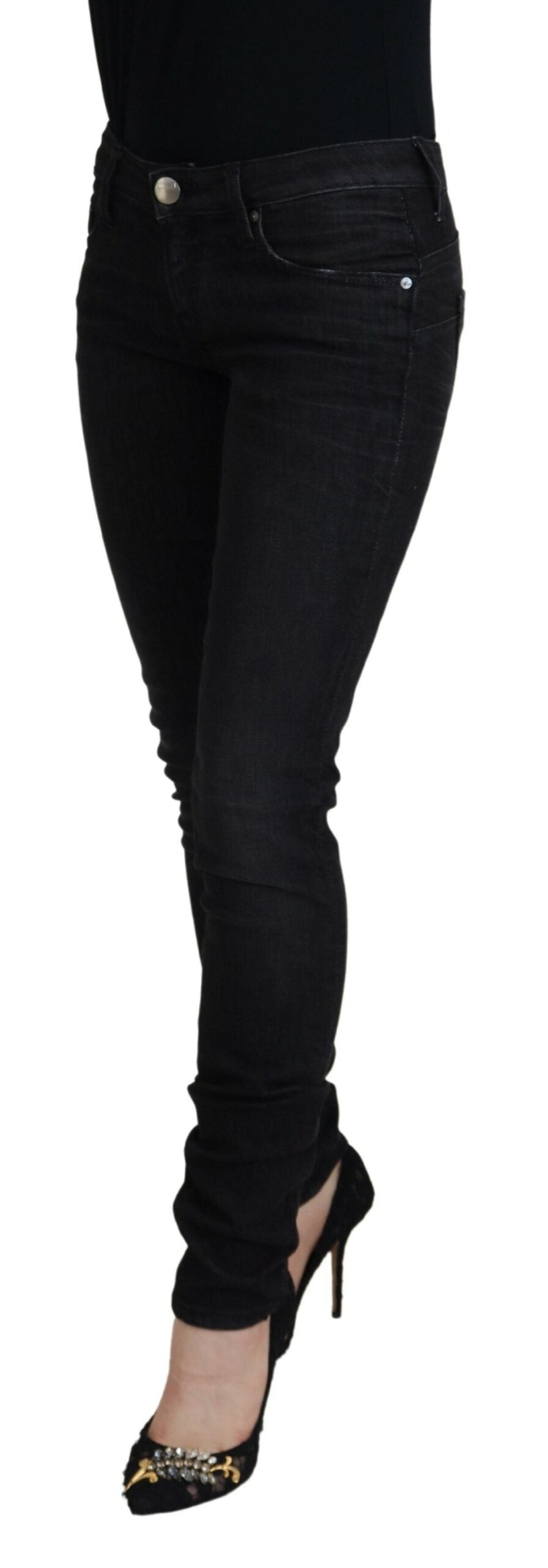 Acht Black Cotton Slim Fit Women Casual Denim Jeans | Regal Royce