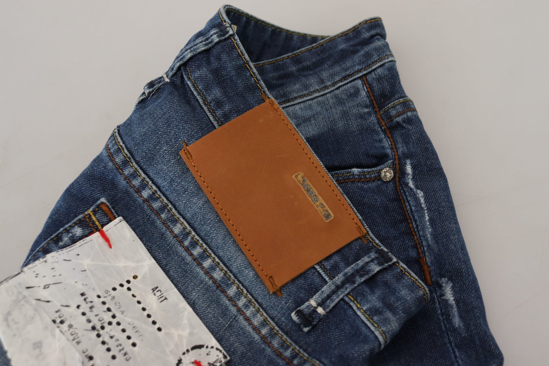 Acht Blue Washed Cotton Slim Fit Women Denim Jeans | Regal Royce