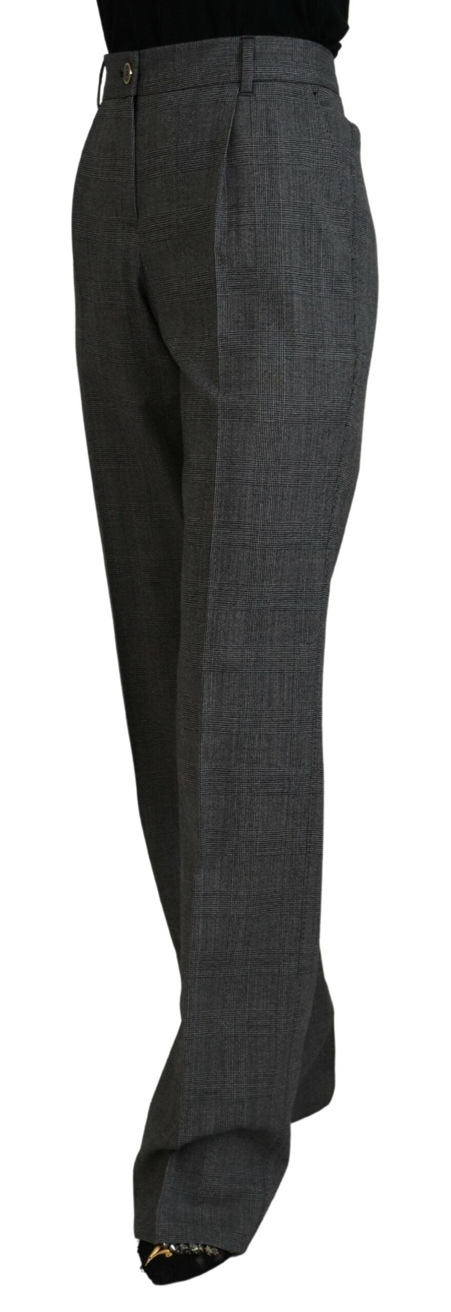 Dolce & Gabbana Gray High Waist Women Wool Pants | Regal Royce