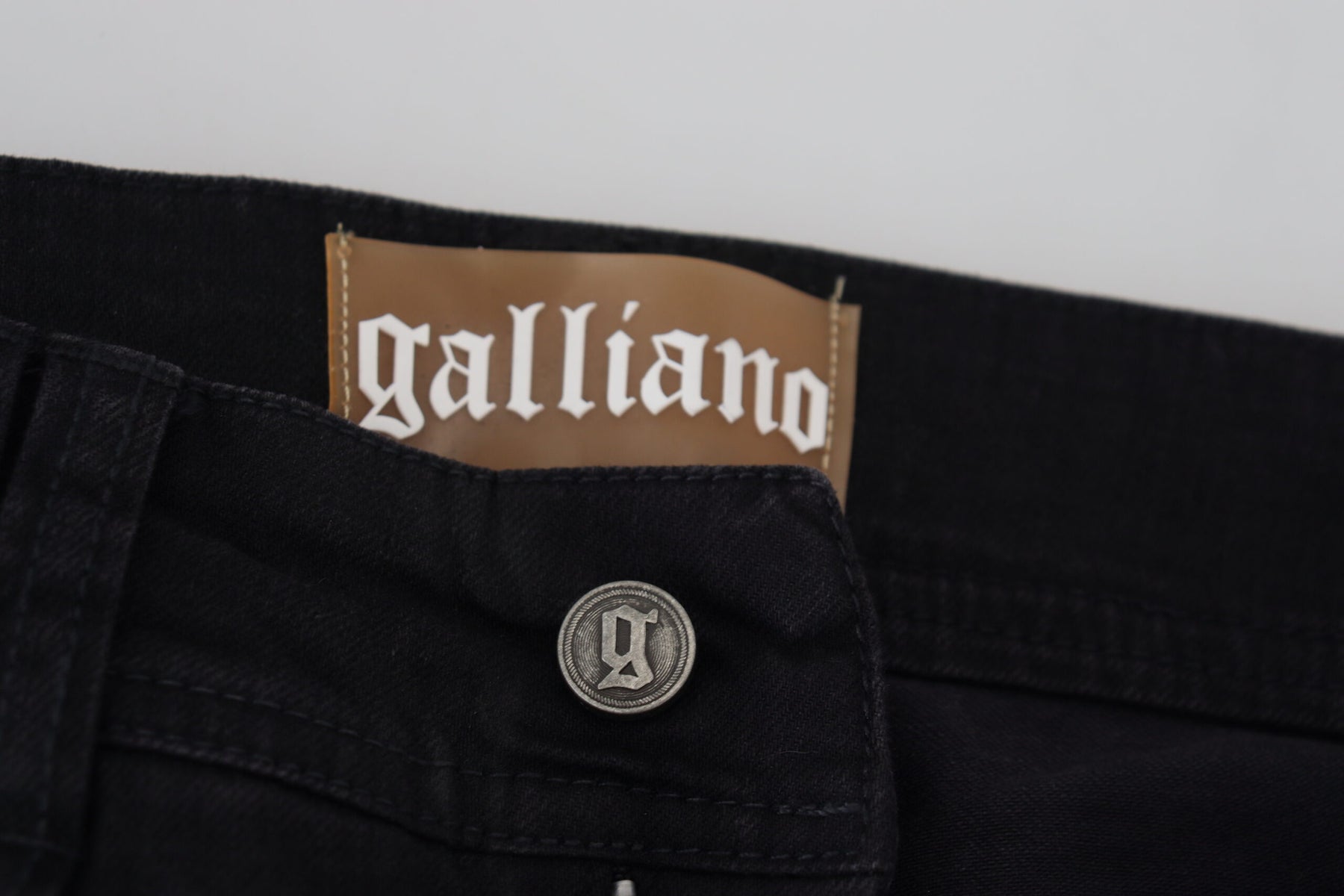 John Galliano Black Cotton Mid Waist Skinny Slim Fit Denim Jeans | Regal Royce